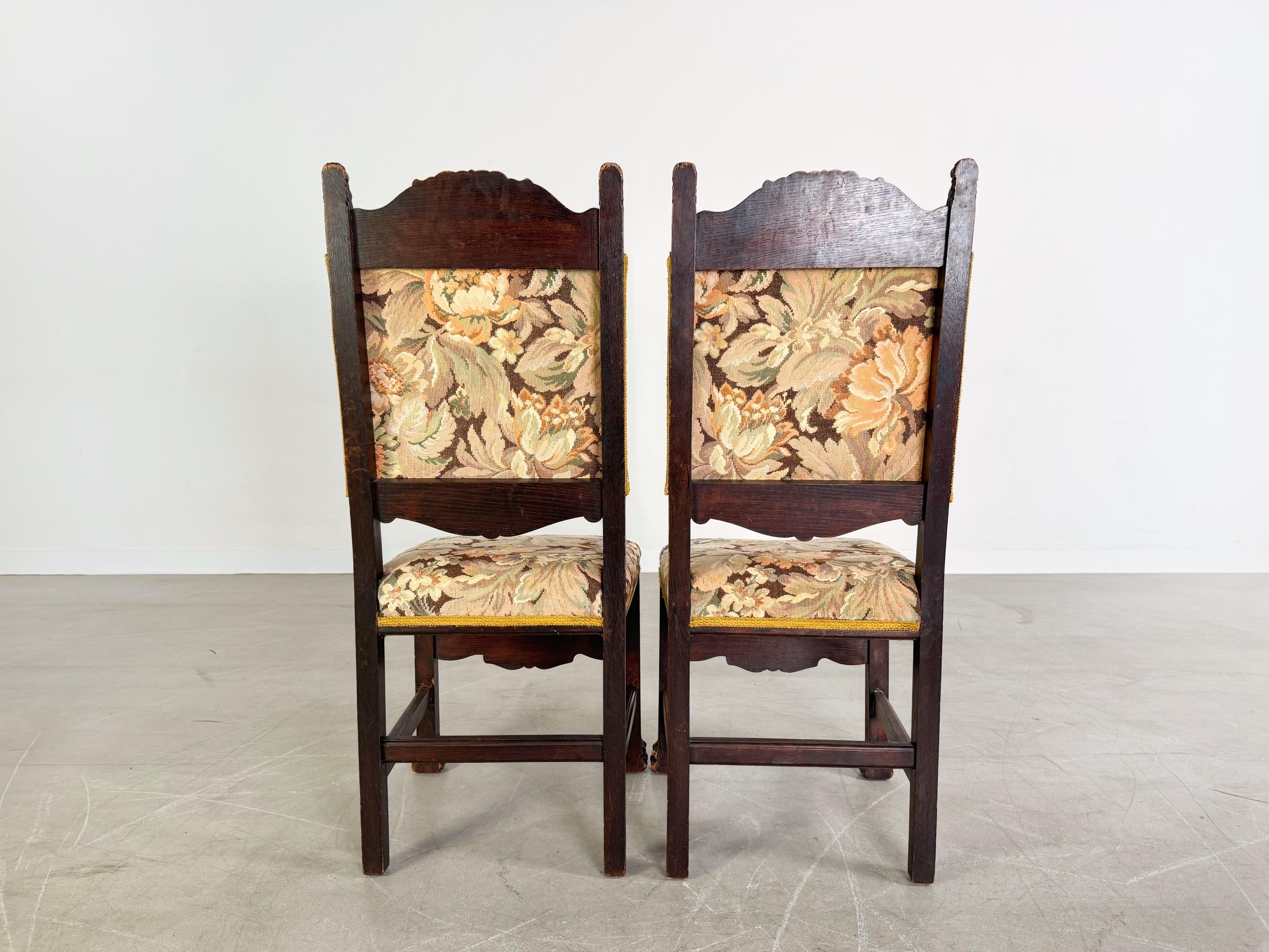Originale 2er Set Neobarock Stühle Antik Holz Schnitzerei floreale in vendita 1