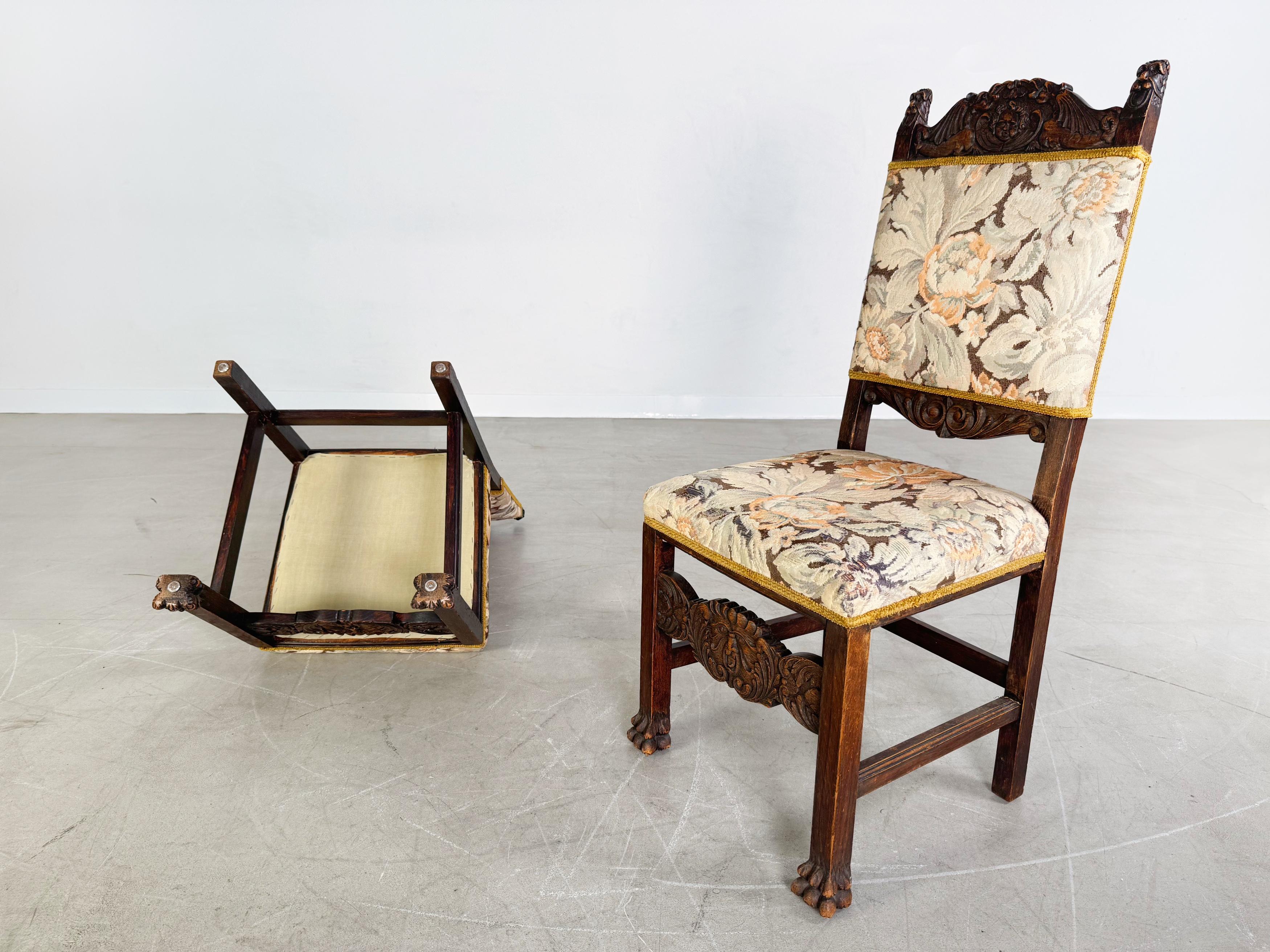 Originale 2er Set Neobarock Stühle Antik Holz Schnitzerei floreale in vendita 2