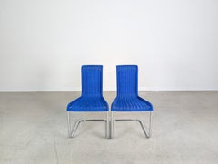 Original 2er Set Tecta Kragstühle B20 Jean Prouve Freischwinger blu