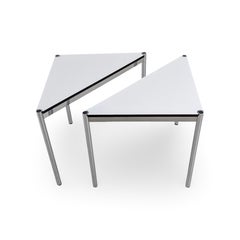 Original 2er Set USM Haller Schreibtische Dreieck weiß Ecktisch