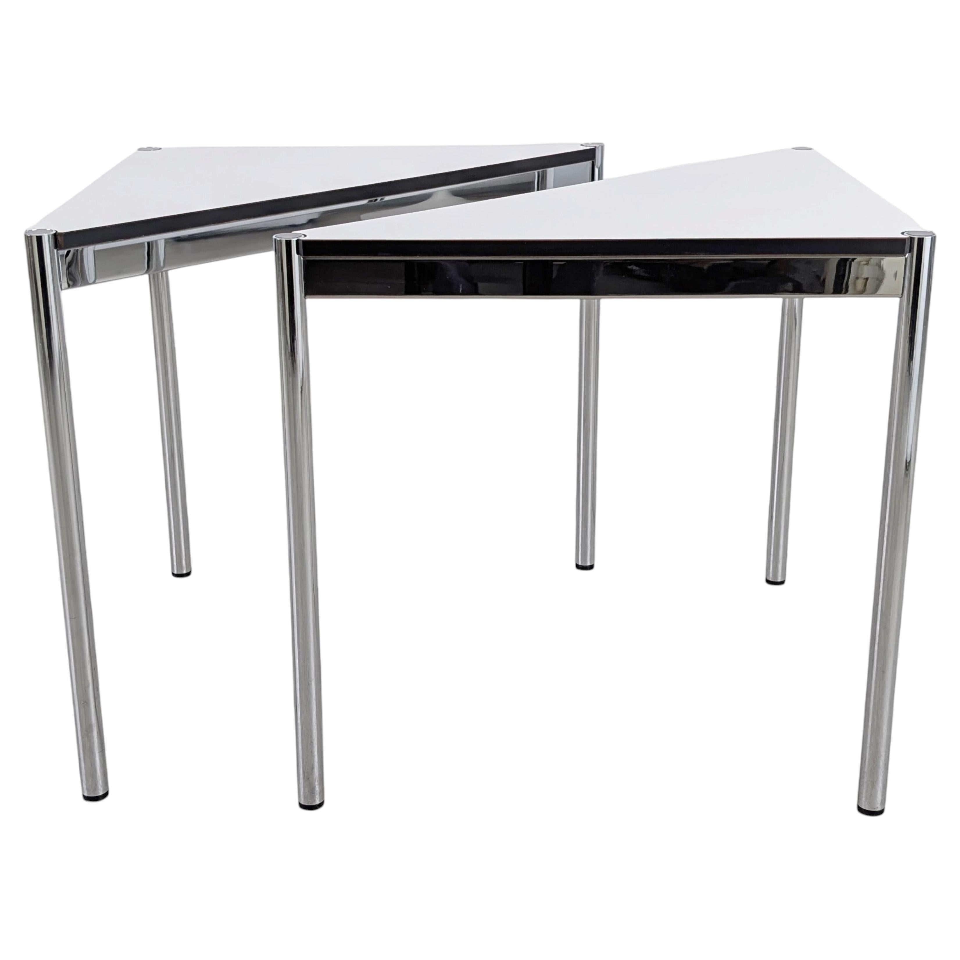 Original 2er Set USM Haller Schreibtische Dreieck weiß Ecktisch
