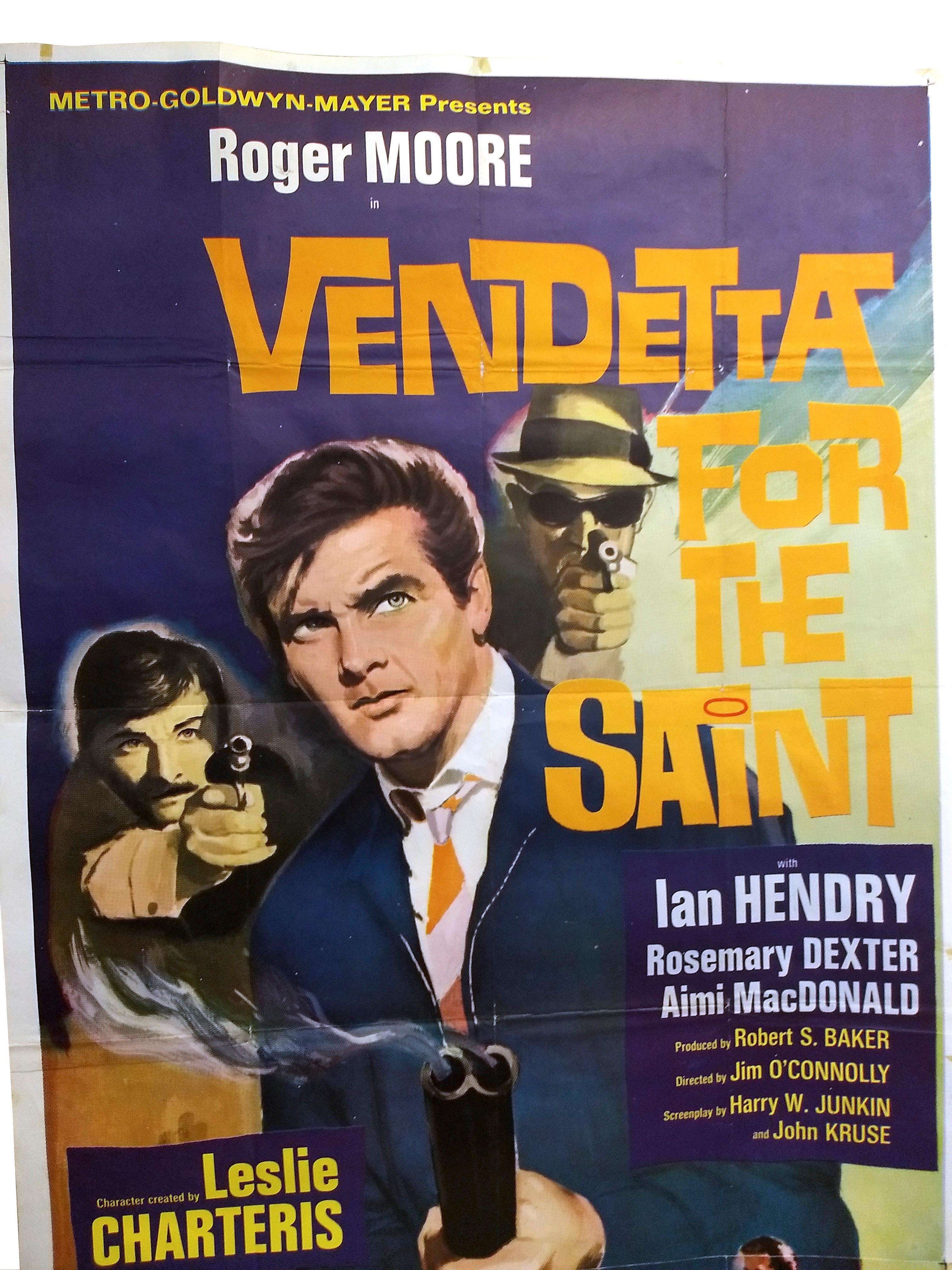 Original 3-Blatt-Filmplakat „Vendetta für den Heiligen“, Original (Moderne der Mitte des Jahrhunderts) im Angebot