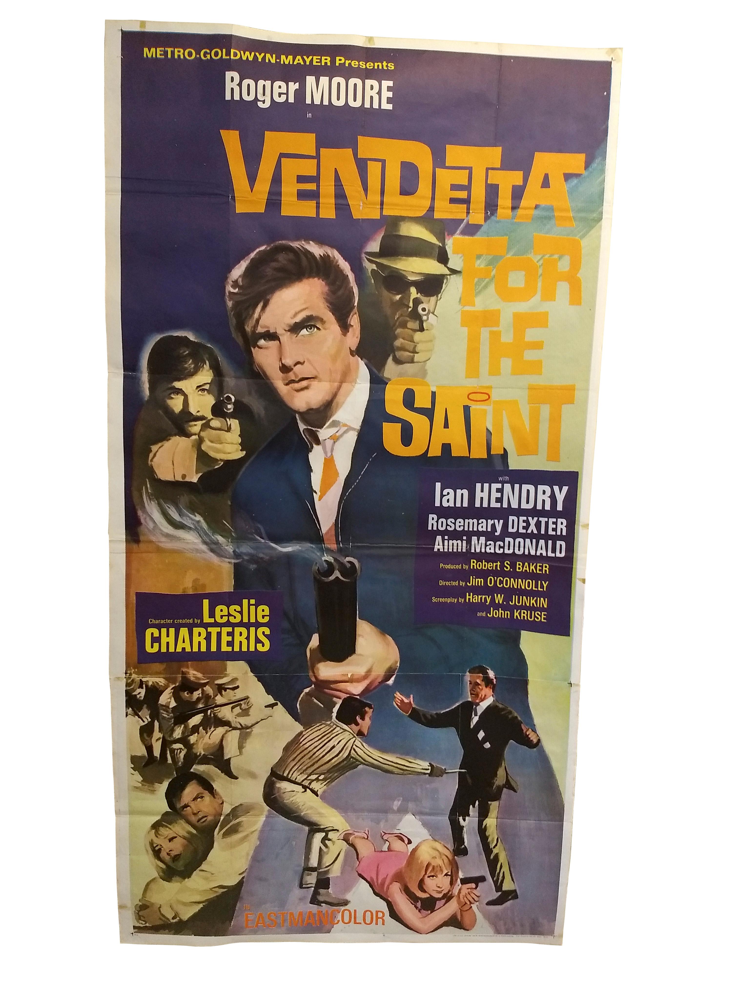 Original 3-Blatt-Filmplakat „Vendetta für den Heiligen“, Original (Gemalt) im Angebot