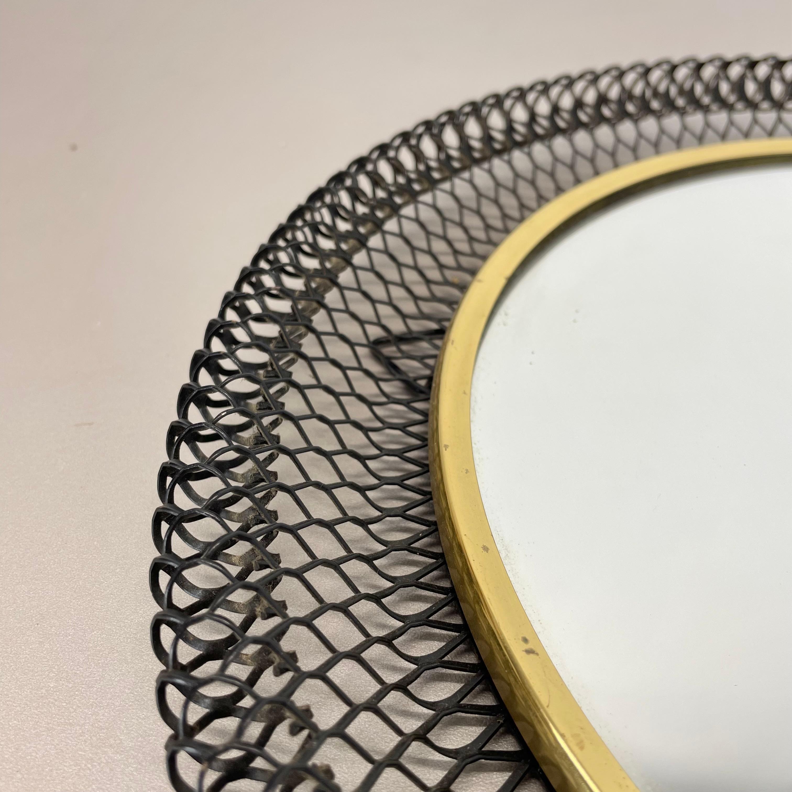Original 34cm French Mategot Style Bauhaus Metal Wall Mirror, France 1950s For Sale 6