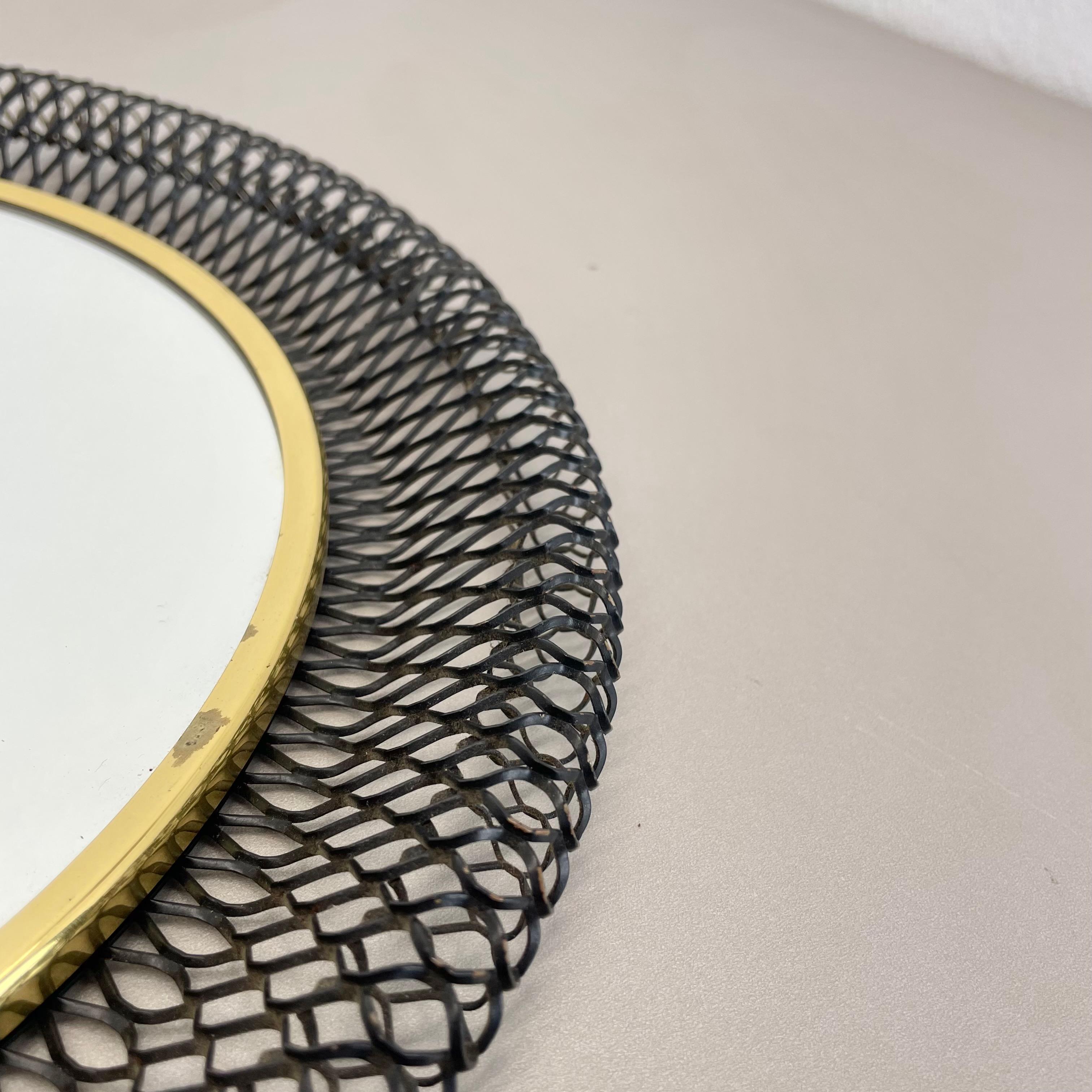 Original 34cm French Mategot Style Bauhaus Metal Wall Mirror, France 1950s For Sale 8
