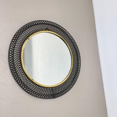 Original 34cm French Mategot Style Bauhaus Metal Wall Mirror, France 1950s