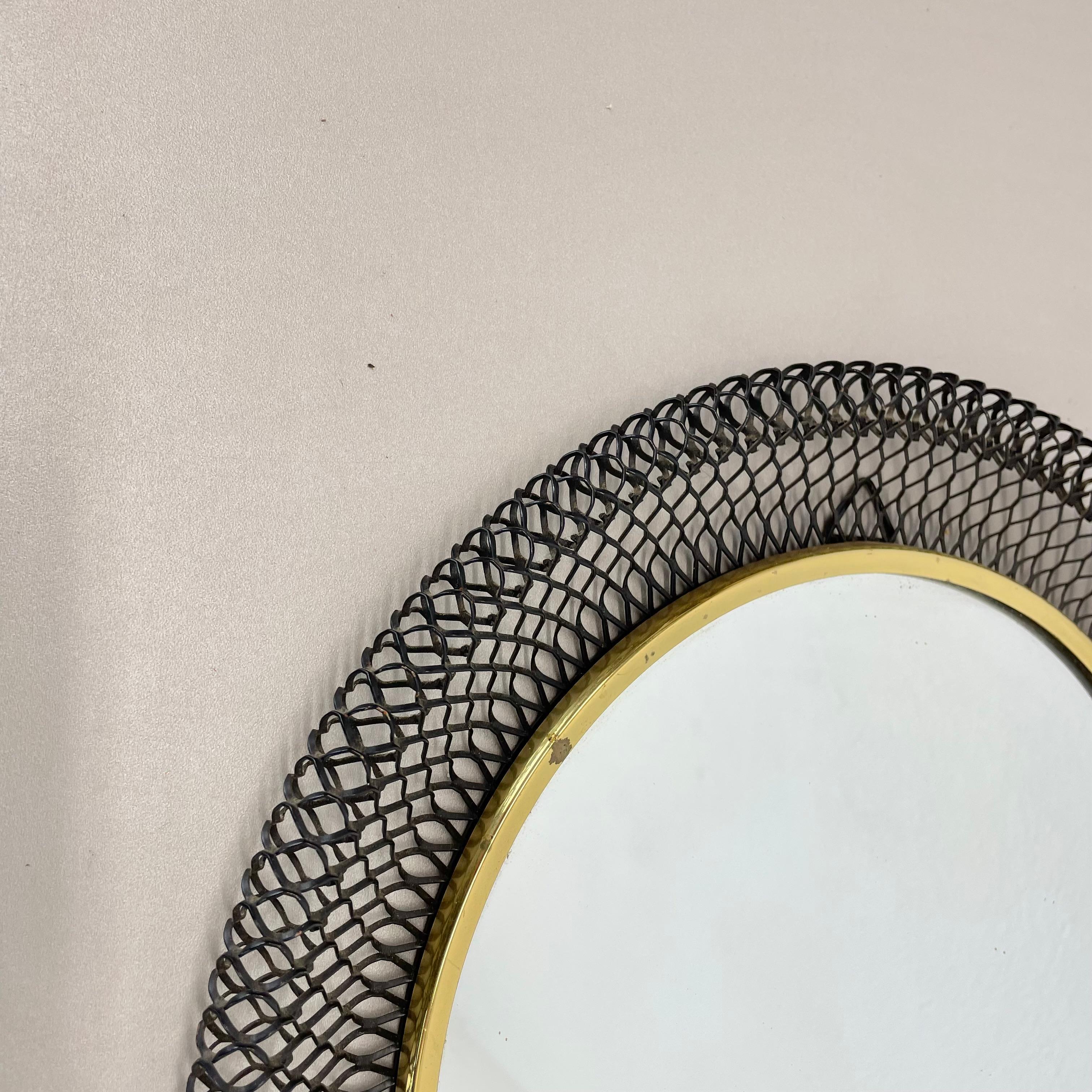 20th Century Original 34cm French Mategot Style Bauhaus Metal Wall Mirror, France 1950s For Sale