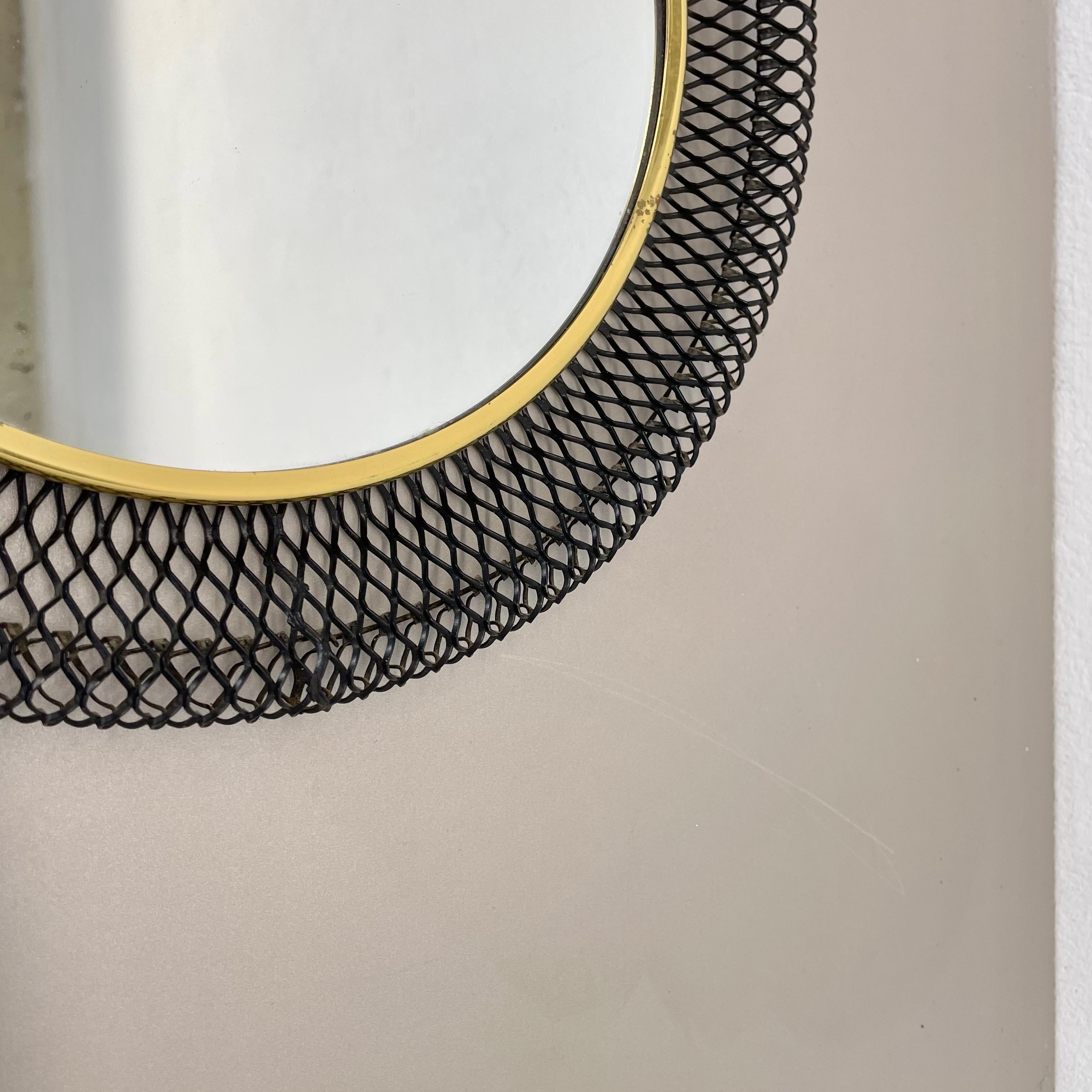 Original 34cm French Mategot Style Bauhaus Metal Wall Mirror, France 1950s For Sale 3
