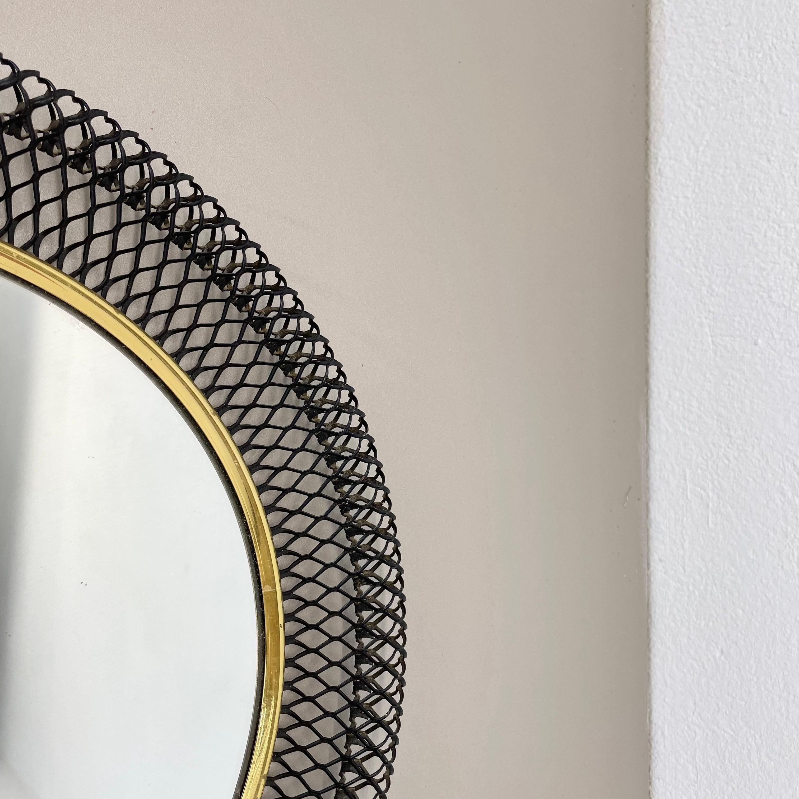 Original 34cm French Mategot Style Bauhaus Metal Wall Mirror, France 1950s For Sale 4