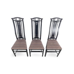 Original 3er-Set Giorgetti-Stühle „Umberto“ aus Asnago, schwarz, Italien