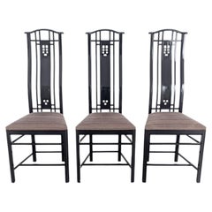 Original 3er-Set Giorgetti-Stühle „Umberto“ aus Asnago, schwarz, Italien