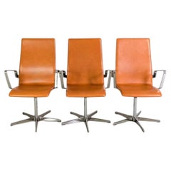 Original 3er Set Stuhl Fritz Hansen Oxford Arne Jacobsen Bürostuhl