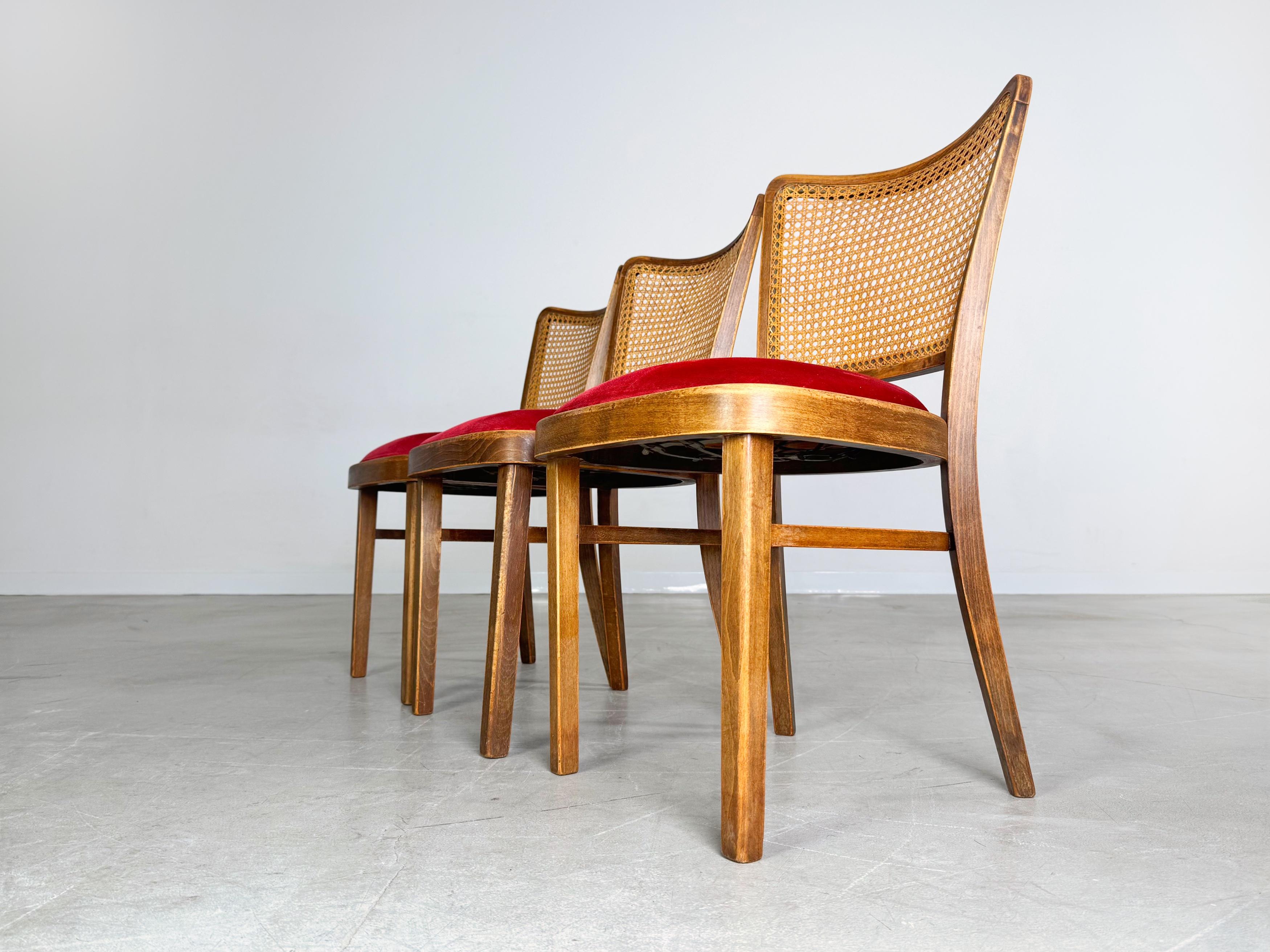 Original 3er Set Thonet A811/1 Stühle Josef Hoffmann 1951 gepolstert In Good Condition For Sale In Berlin, DE