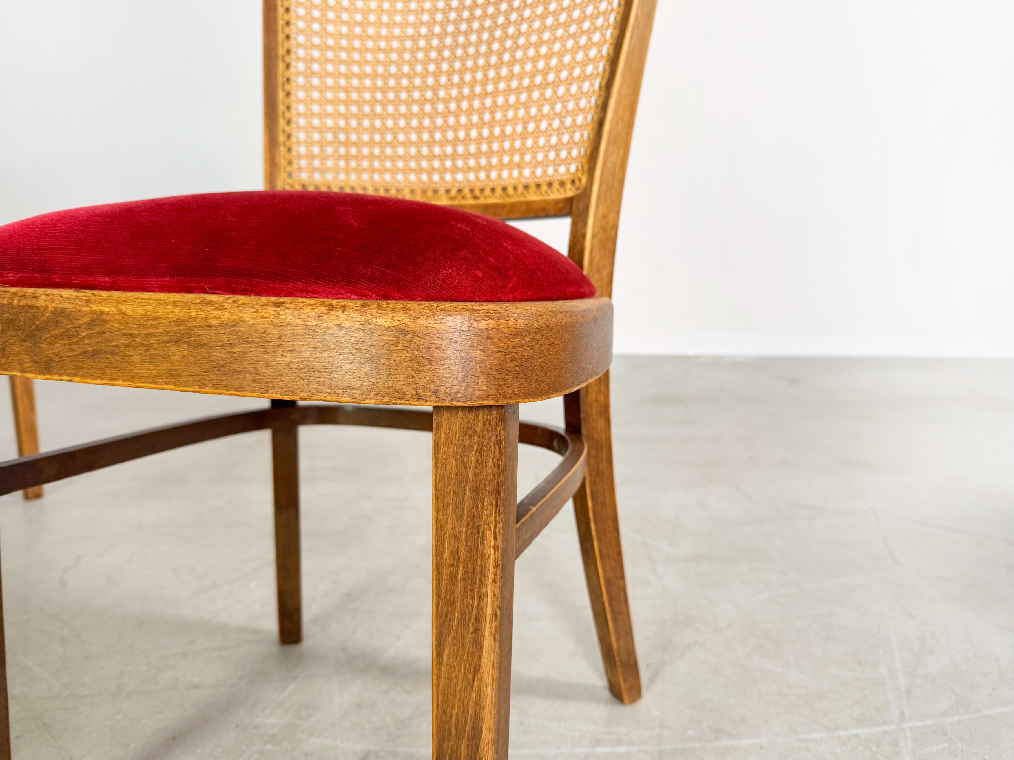 Original 3er Set Thonet A811/1 Stühle Josef Hoffmann 1951 gepolstert For Sale 1