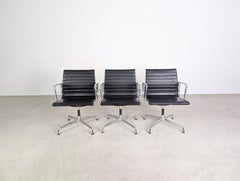 Original 3x Vitra Charles & Ray Eames Stuhl EA 108 Leder schwarz