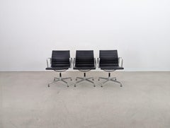Original 3x Vitra Charles & Ray Eames Stuhl EA 108 Leder schwarz