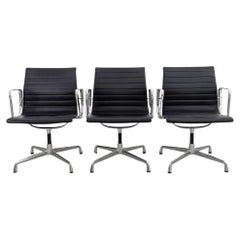 Original 3x Vitra Charles & Ray Eames Stuhl EA 108 Leder schwarz