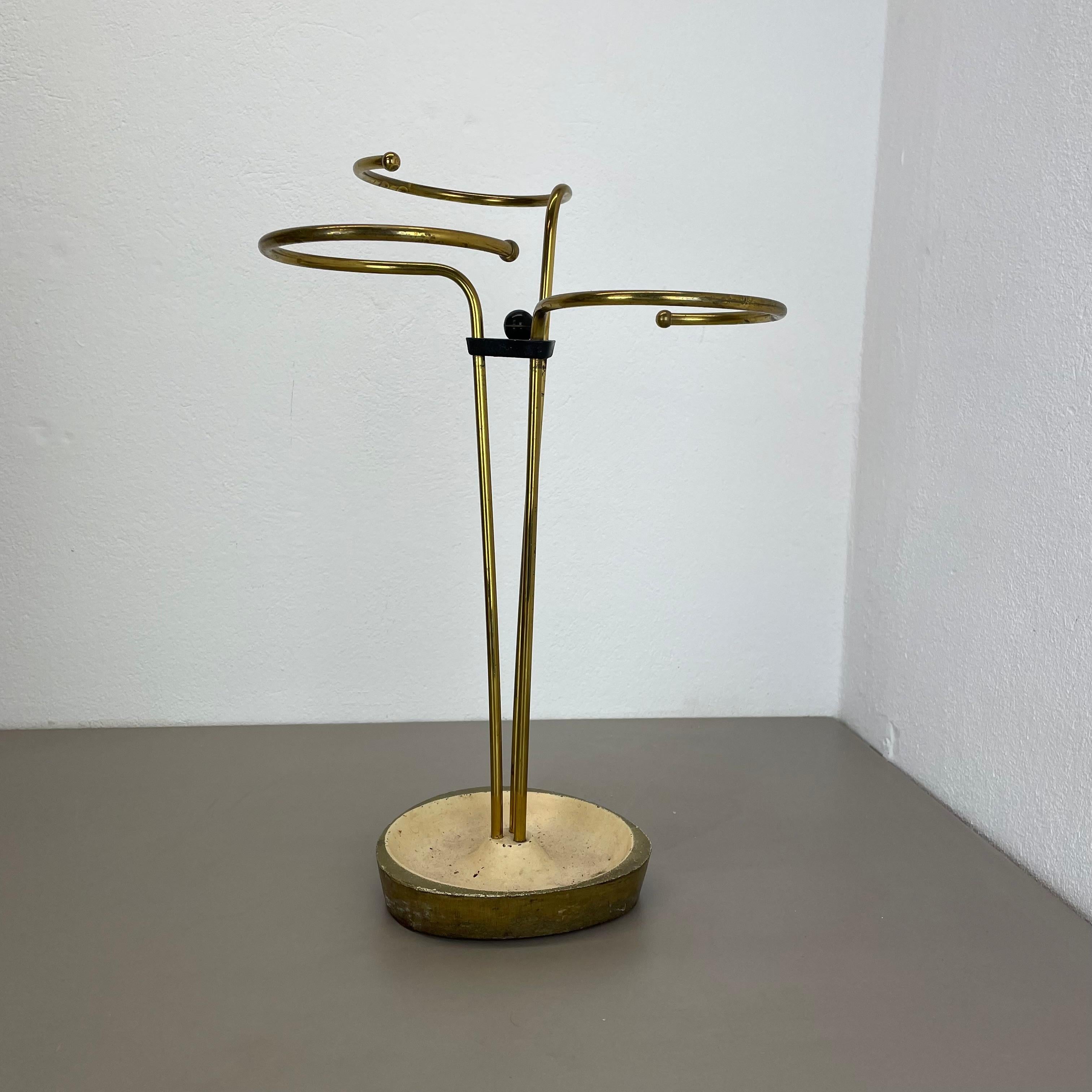 Original 48cm Swirl Metal Brass Modernist Bauhaus Umbrella Stand Germany, 1950s For Sale 9