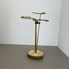 Original 48cm Swirl Metal Brass Modernist Bauhaus Umbrella Stand Germany, 1950s