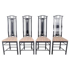 Original 4er Set Giorgetti Stühle Umberto Asnago schwarz Italien
