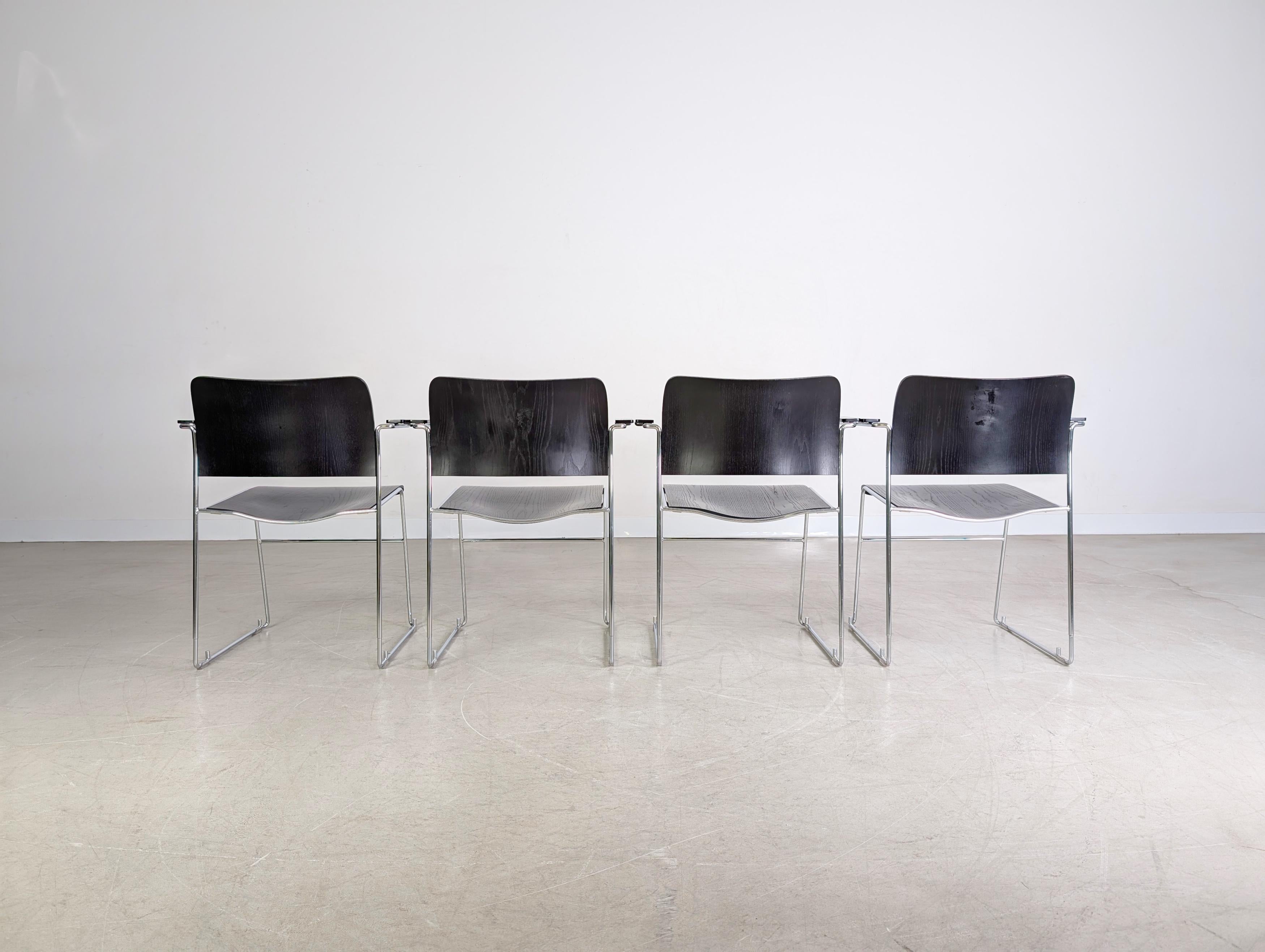 Original 4er Set Howe 40/4 Stuhl David Rowland Midcentury Stapelstuhl For Sale 6