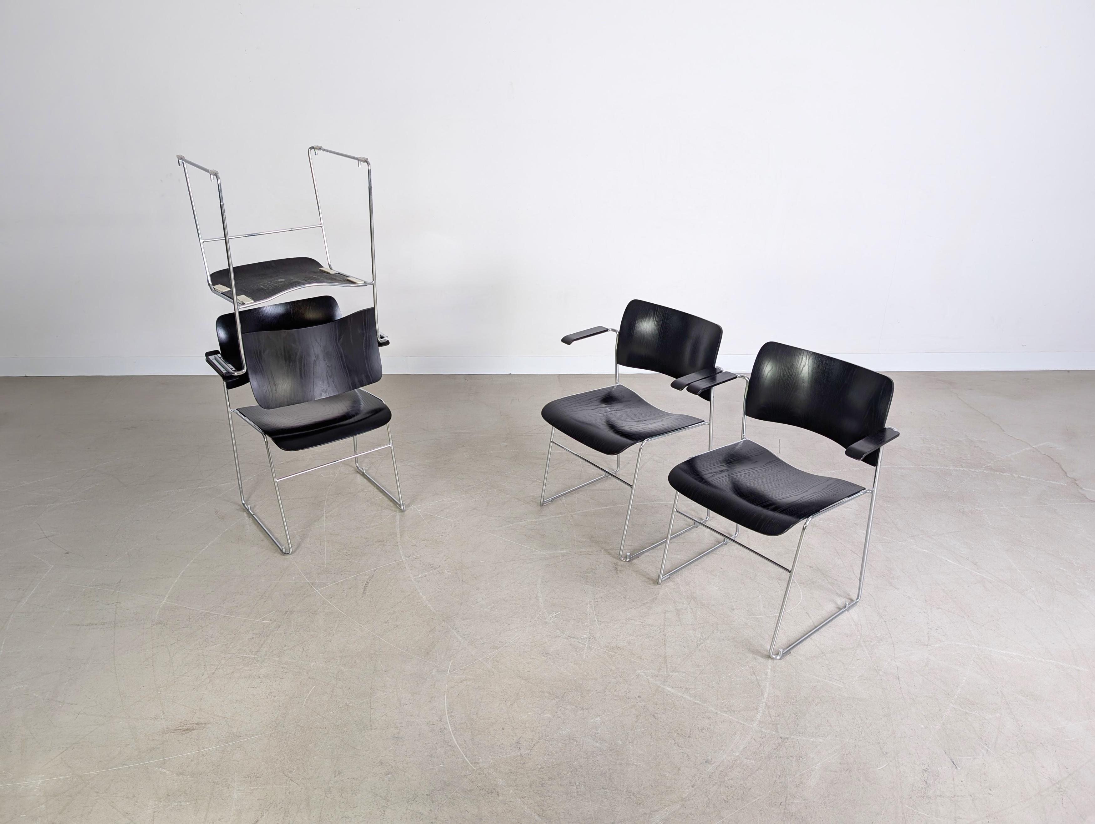 Original 4er Set Howe 40/4 Stuhl David Rowland Midcentury Stapelstuhl For Sale 7