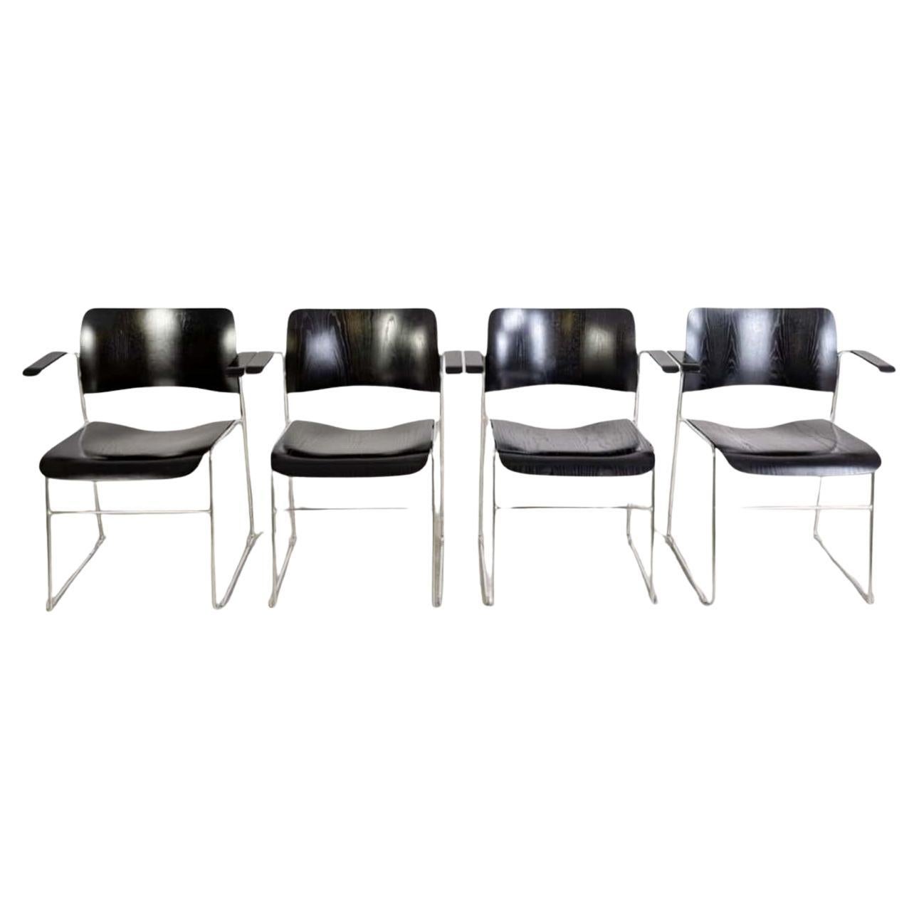 Original 4er Set Howe 40/4 Stuhl David Rowland Midcentury Stapelstuhl For Sale