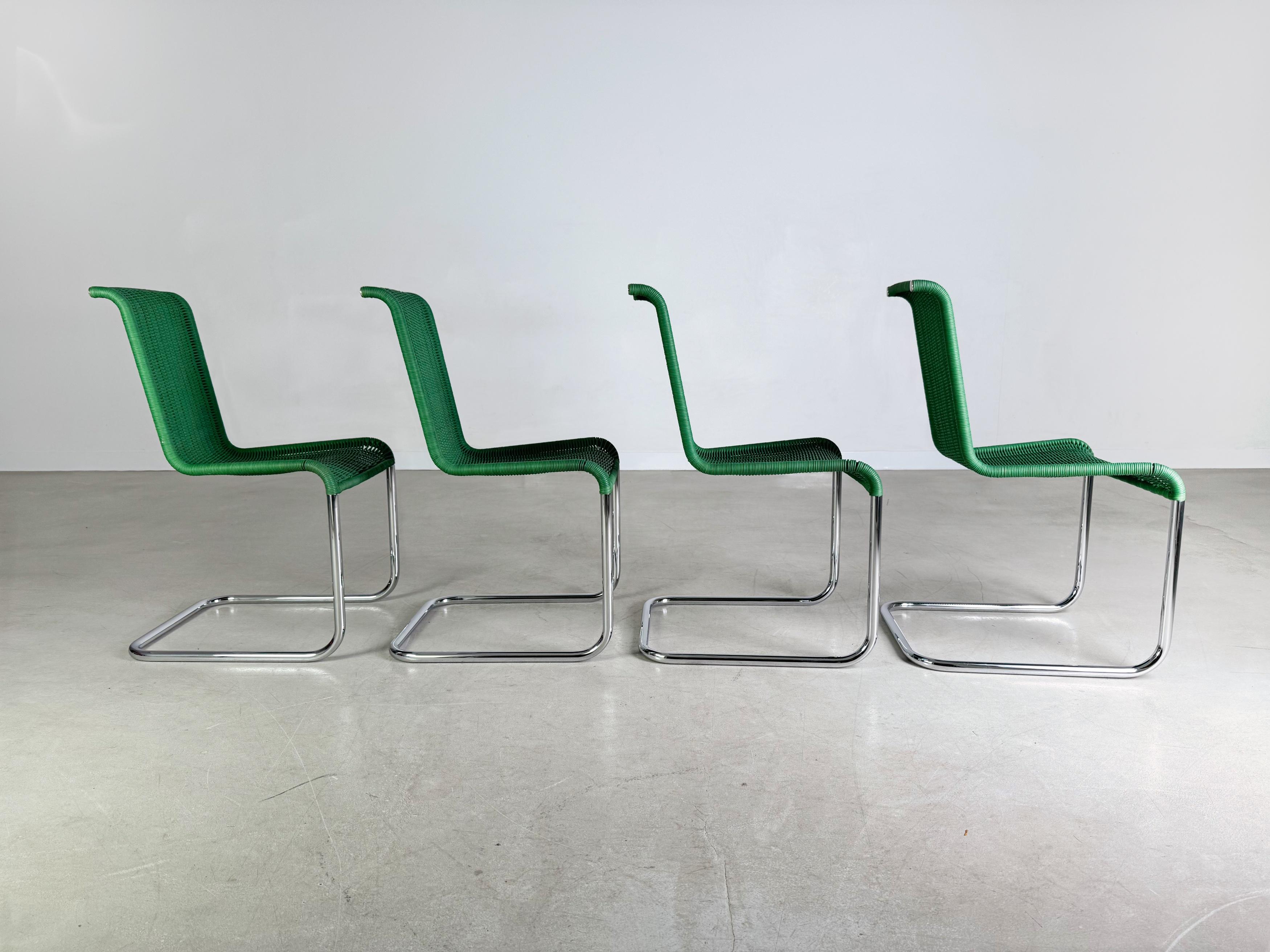 Original 4er Set Tecta Kragstühle B20 Jean Prouve Freischwinger Design en vente 5