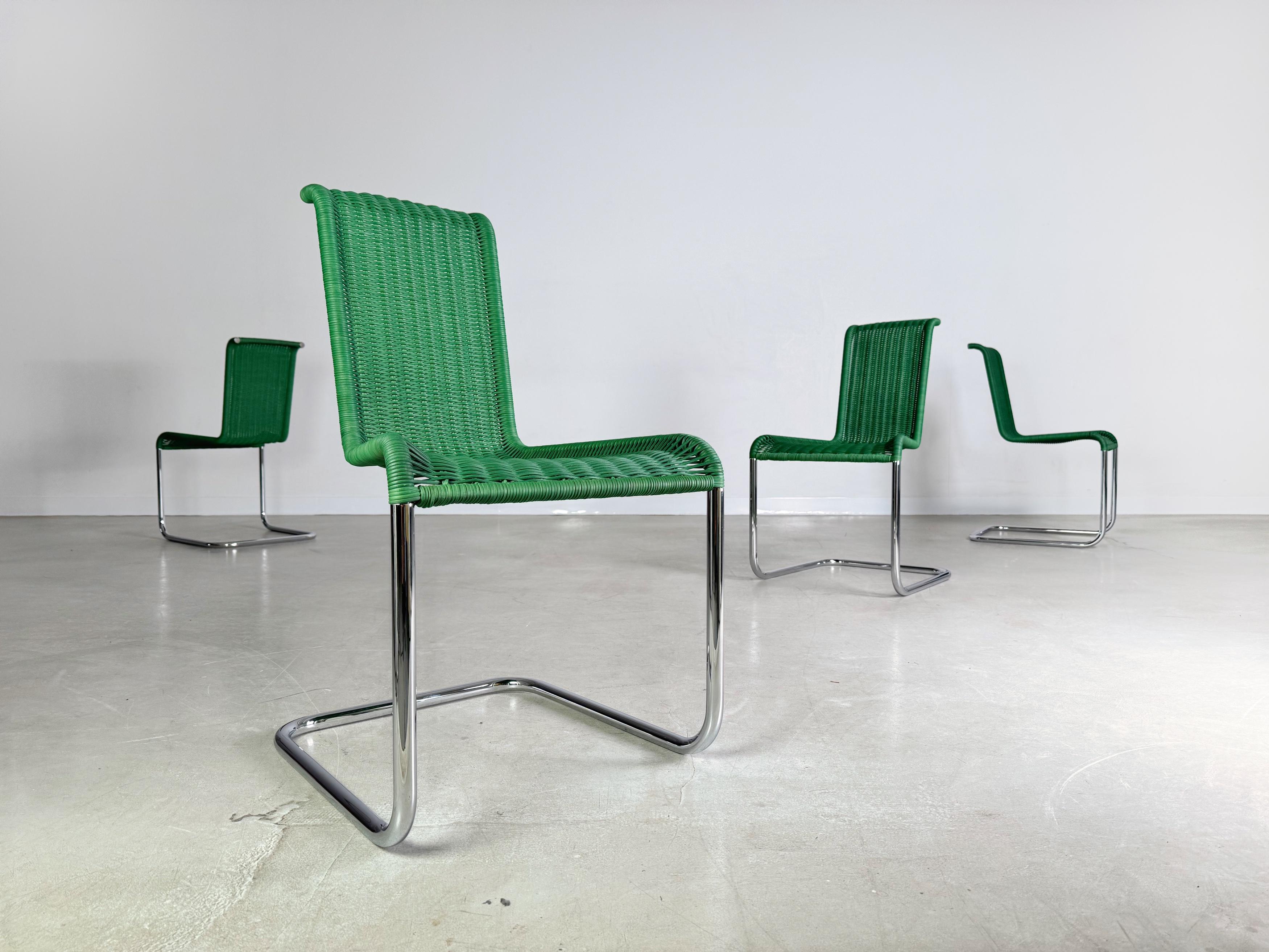 Mid-Century Modern Original 4er Set Tecta Kragstühle B20 Jean Prouve Freischwinger Design en vente