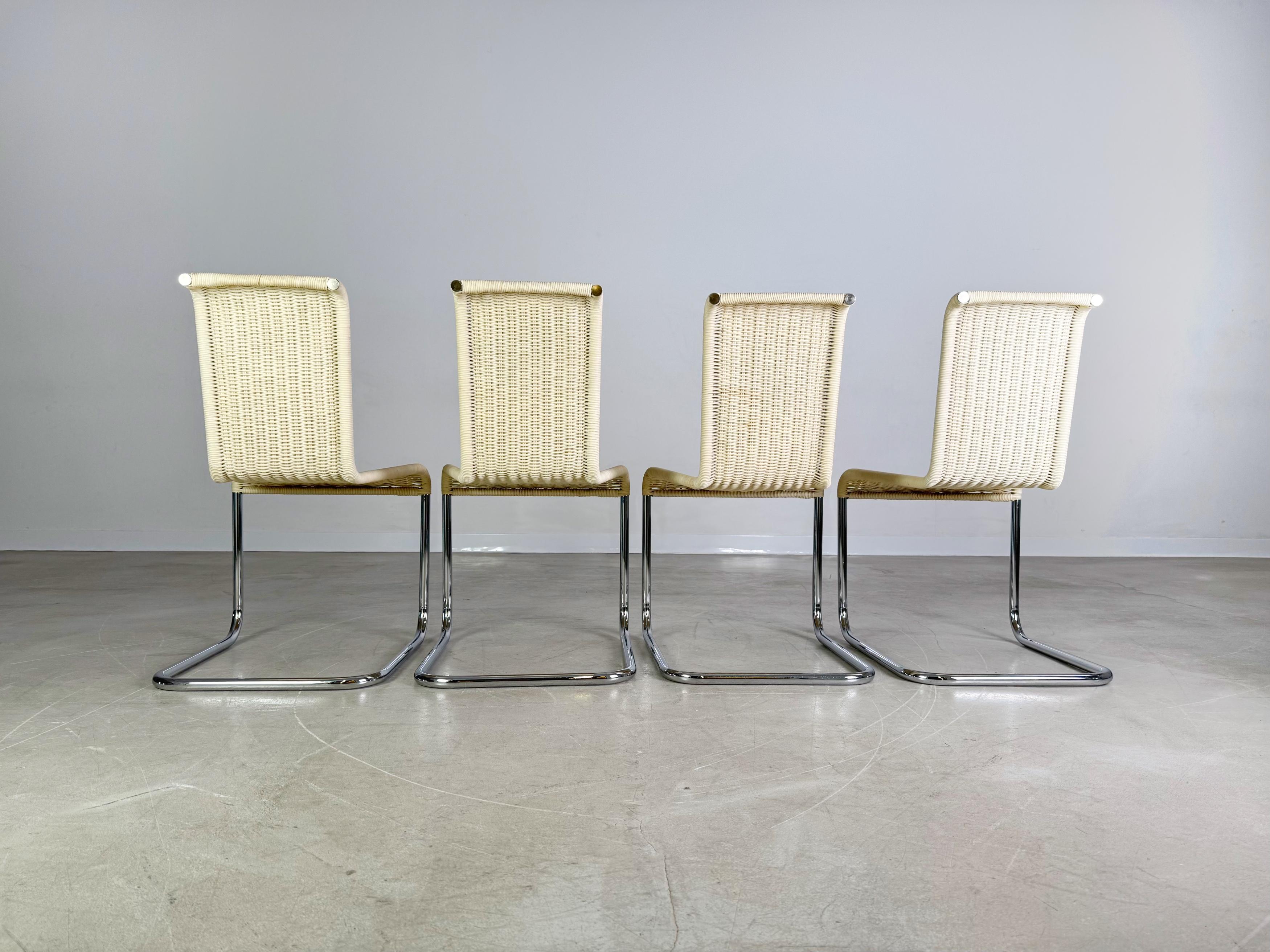 Plastique Original 4er Set Tecta Kragstühle B20 Jean Prouve Freischwinger en vente