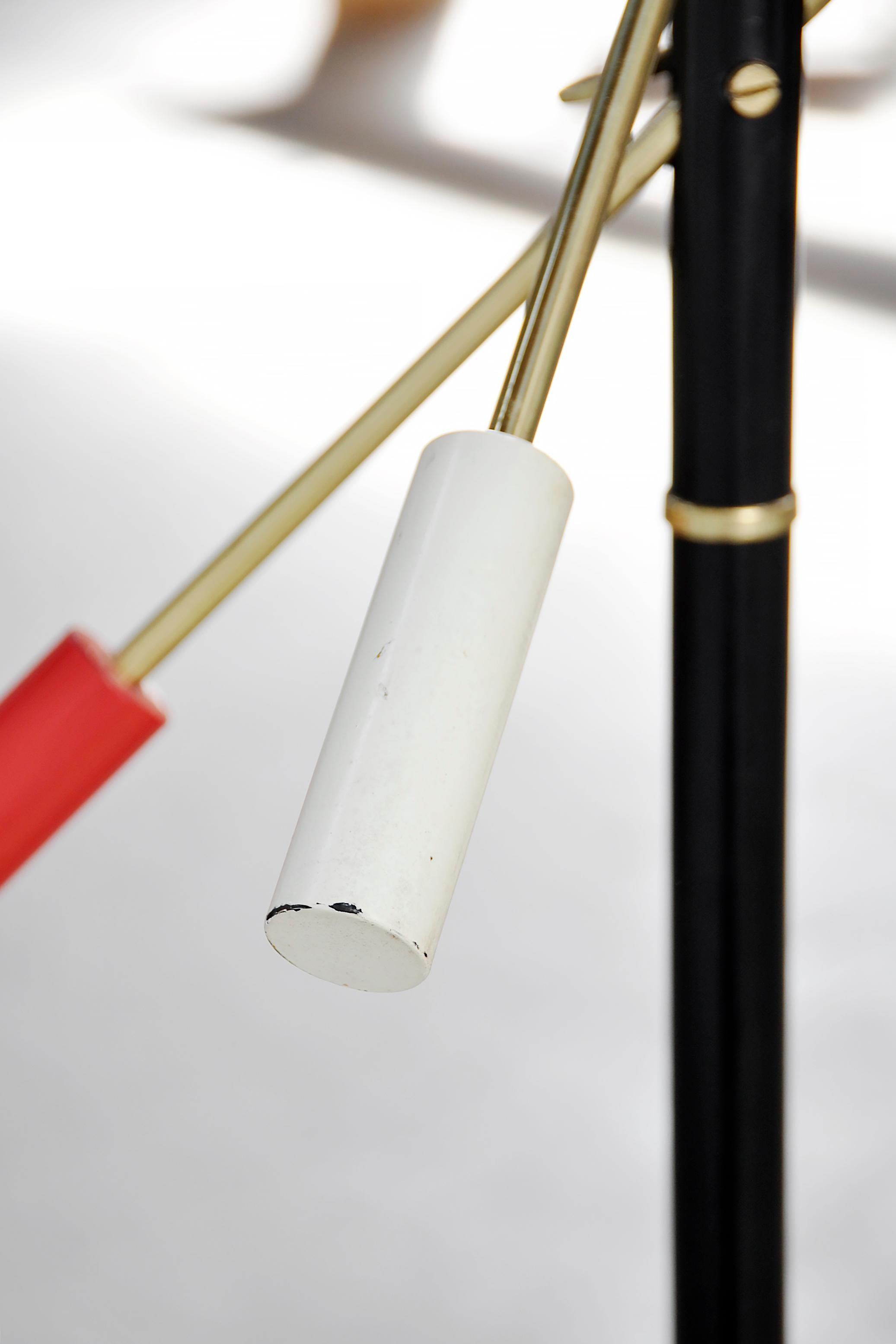 Original 50's Italian Tricolor Counterweight “Diabolo” Floor Lamp For Sale 8