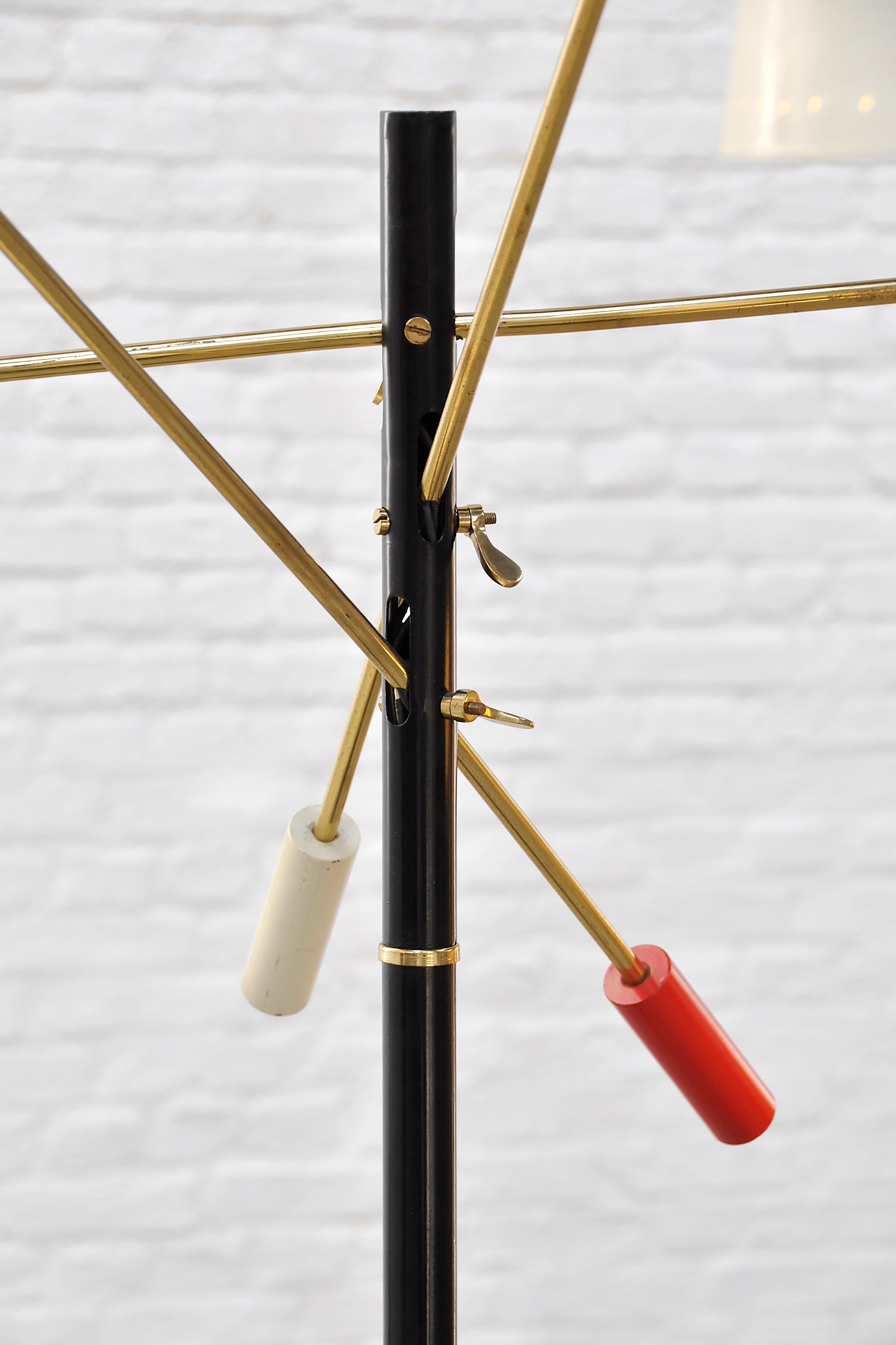 Mid-20th Century Original 50's Italian Tricolor Counterweight “Diabolo” Floor Lamp For Sale