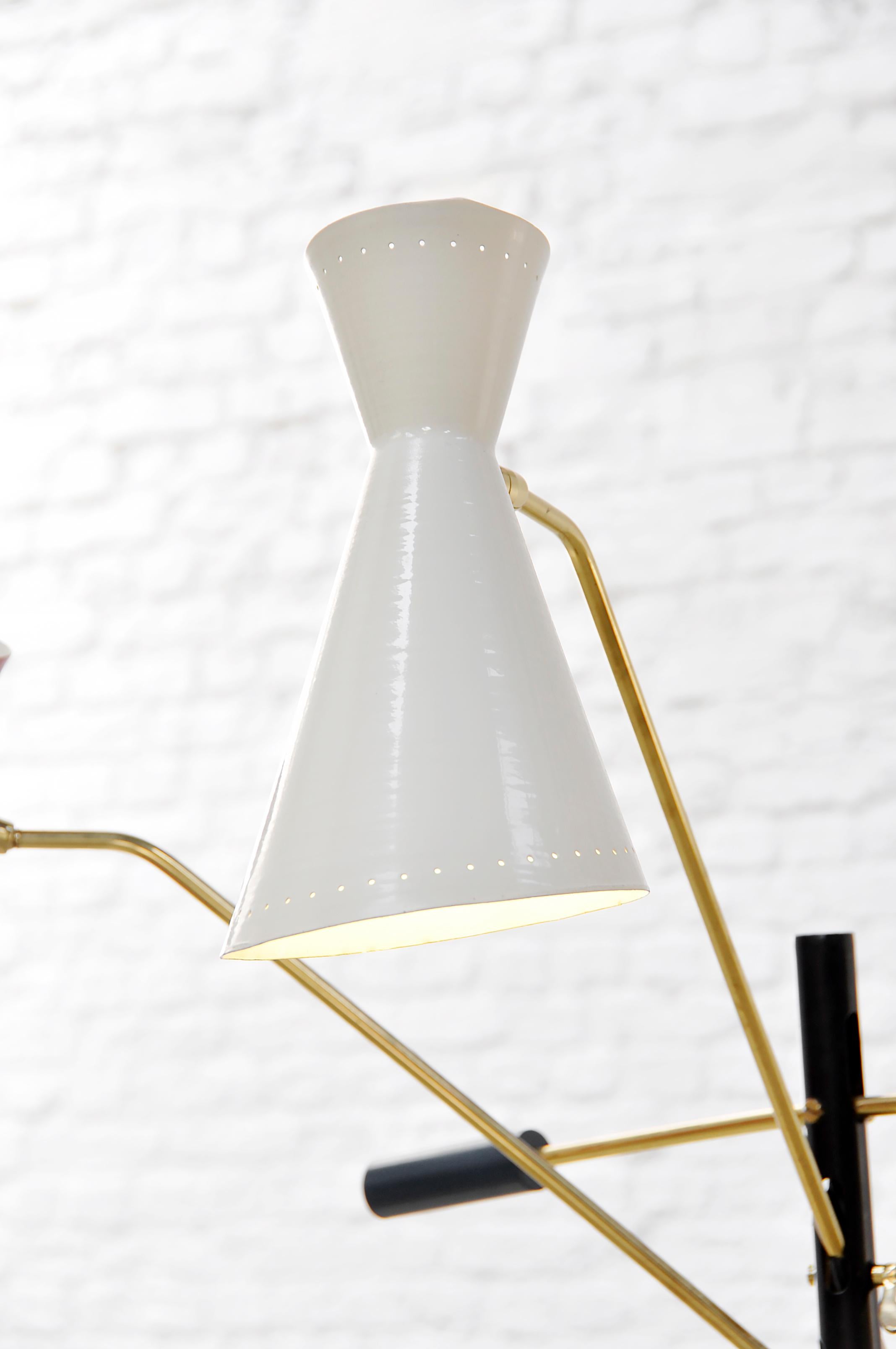 Brass Original 50's Italian Tricolor Counterweight “Diabolo” Floor Lamp For Sale