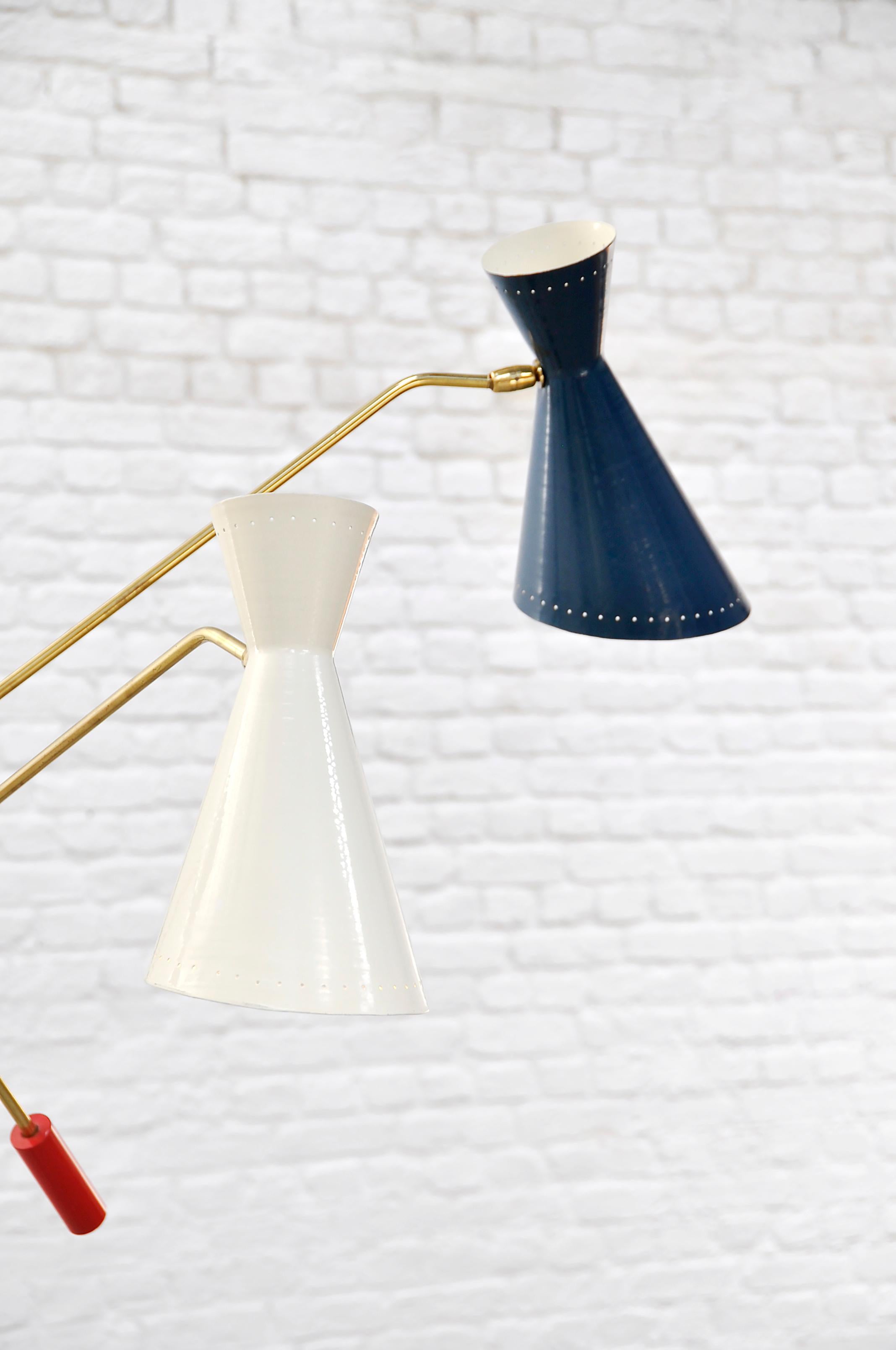 Original 50's Italian Tricolor Counterweight “Diabolo” Floor Lamp For Sale 3