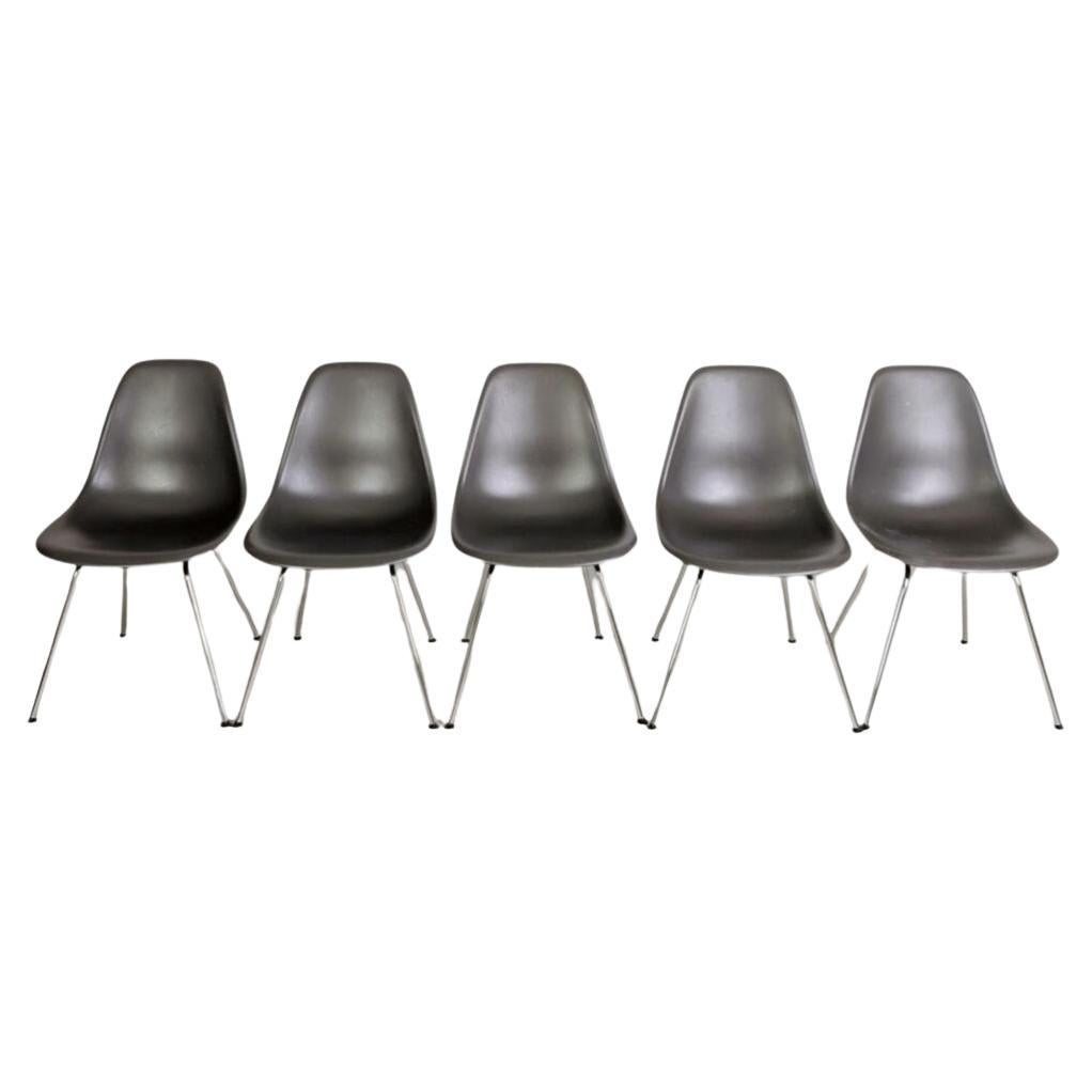 Original 5er Set Vitra Charles & Ray Eames Side chair Stuhl grau For Sale