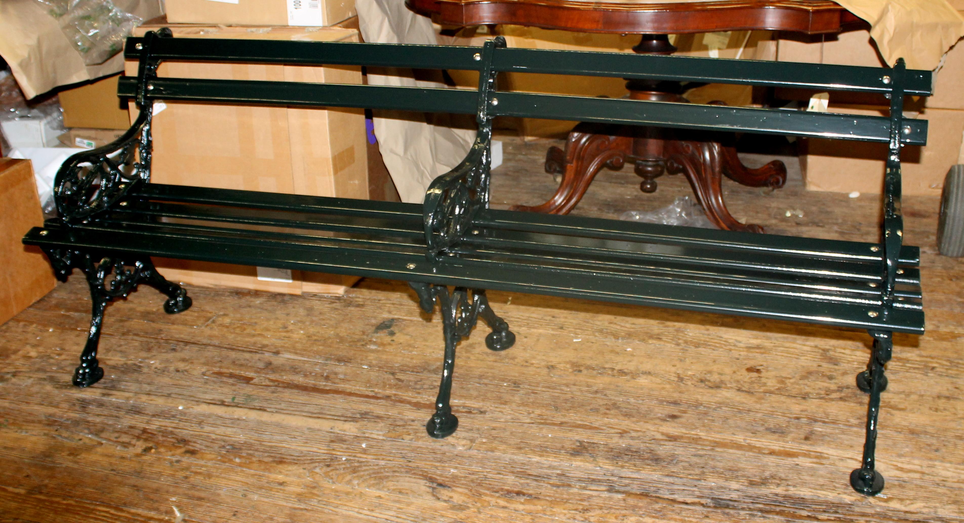 Victorian Original Charleston Battery Bench Cast Iron & Painted Cypress, 6 ft. double size For Sale