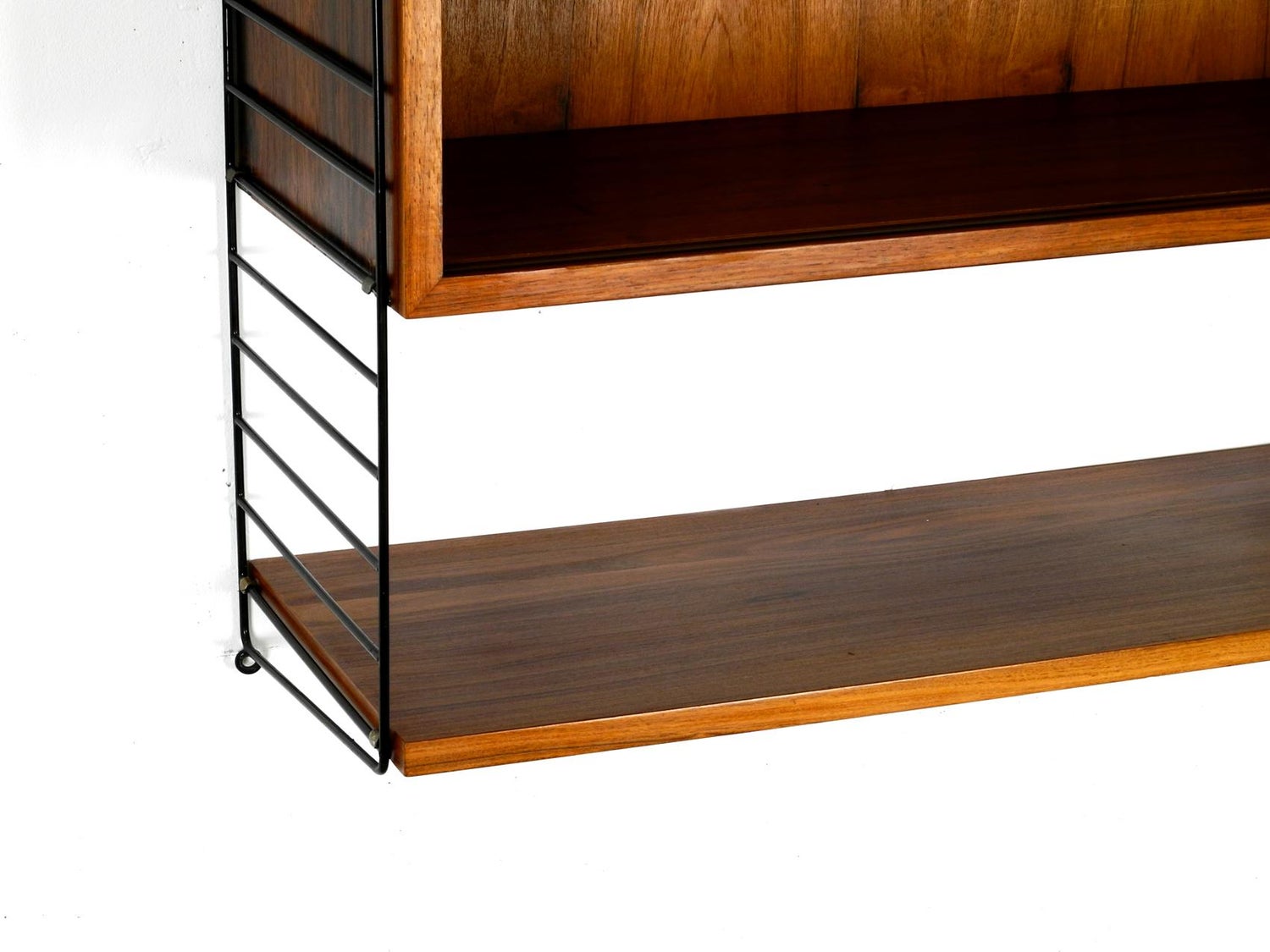 Original 1960s Nisse Strinning Teak String Shelf With Sliding Door