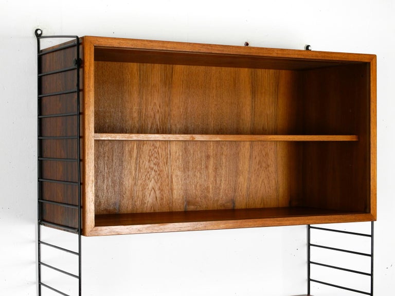 Original 1960s Nisse Strinning Teak String Shelf With Sliding Door