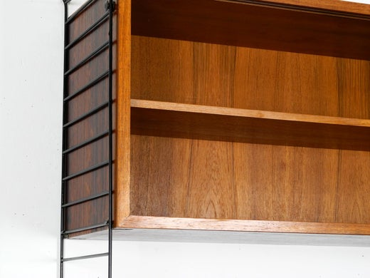 Original 1960s Nisse Strinning Teak String Shelf With Sliding Door