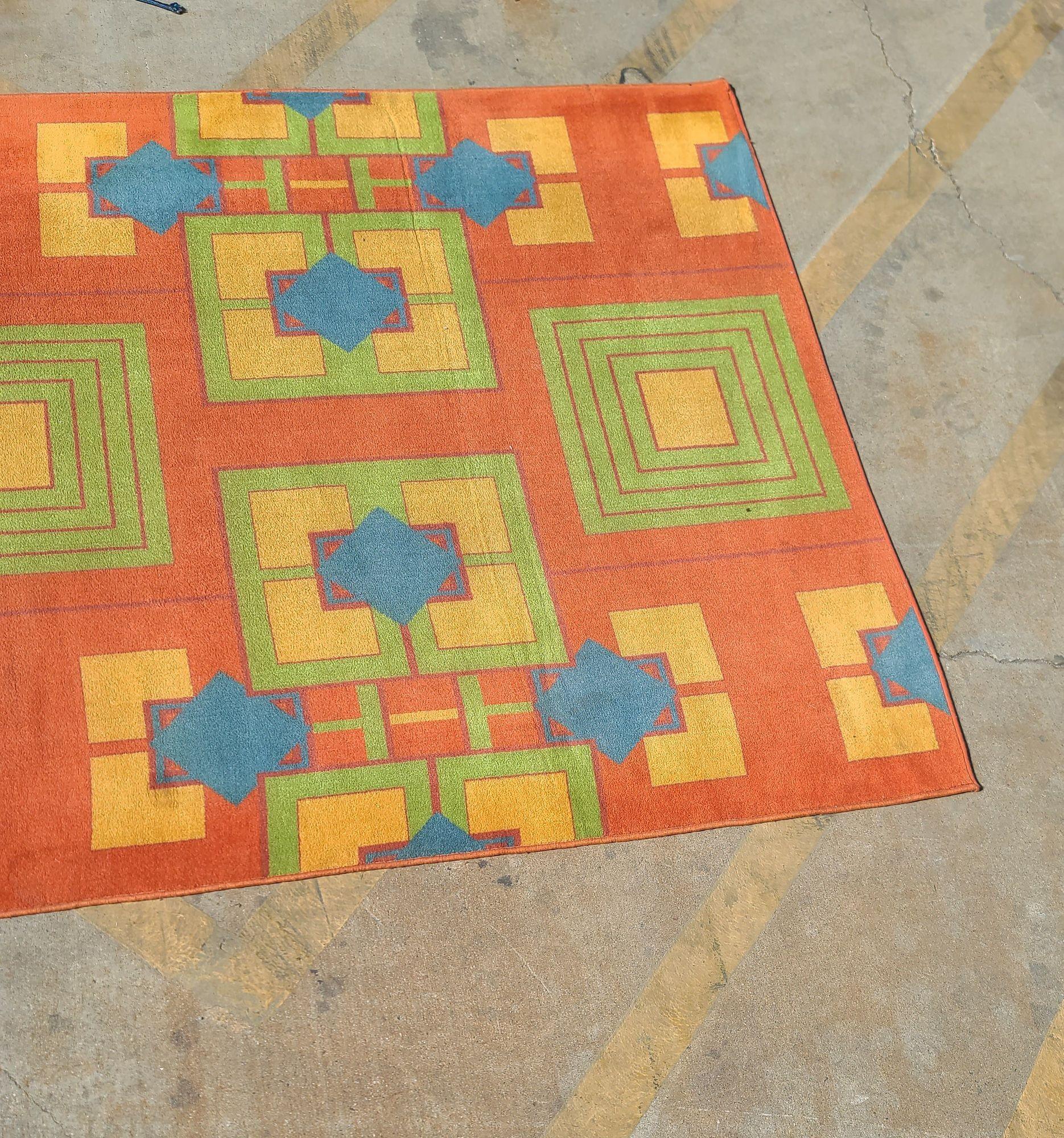 Original 6.4' X 13.7' Art Deco Revival Area Rug From the Arizona Biltmore In Good Condition For Sale In Van Nuys, CA