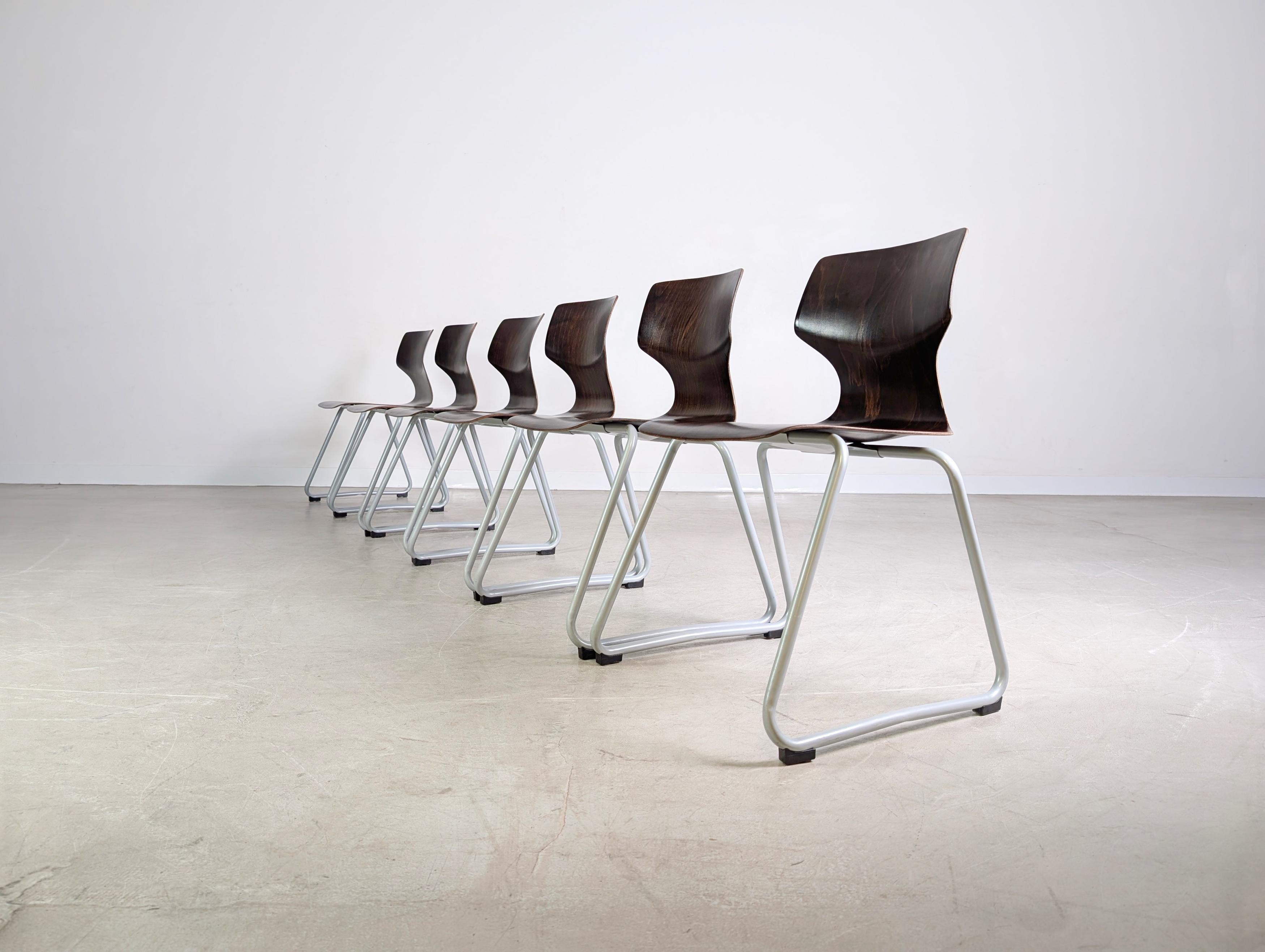 Original 6er Set Adam Stegner Midcentury Pagholzstühle Stuhl ASS Bon état - En vente à Berlin, DE