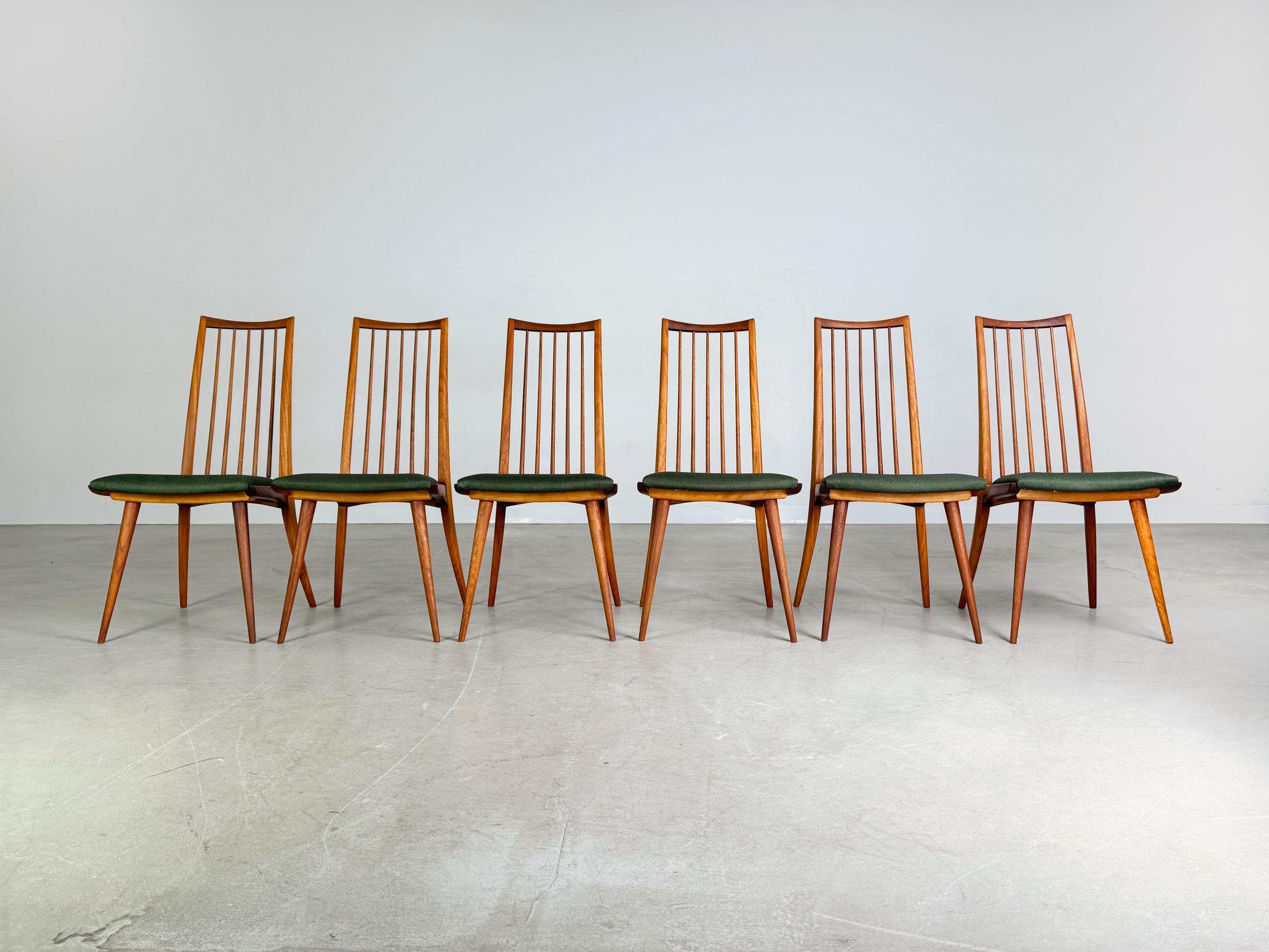 Mid-Century Modern Original 6er Set Midcentury Stuhl Lukas Schnaidt Ernst Martin Dettinger Buche