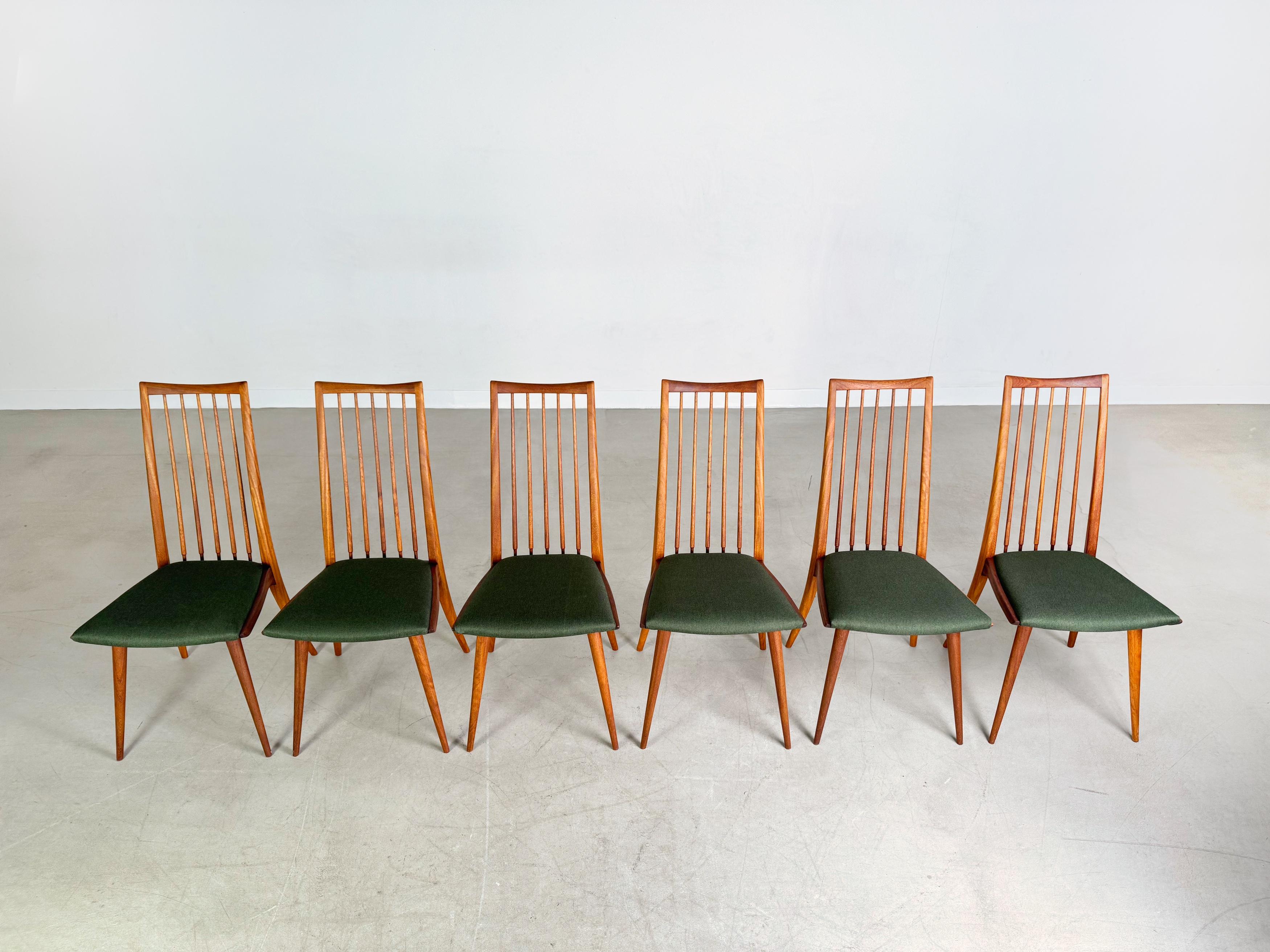 German Original 6er Set Midcentury Stuhl Lukas Schnaidt Ernst Martin Dettinger Buche