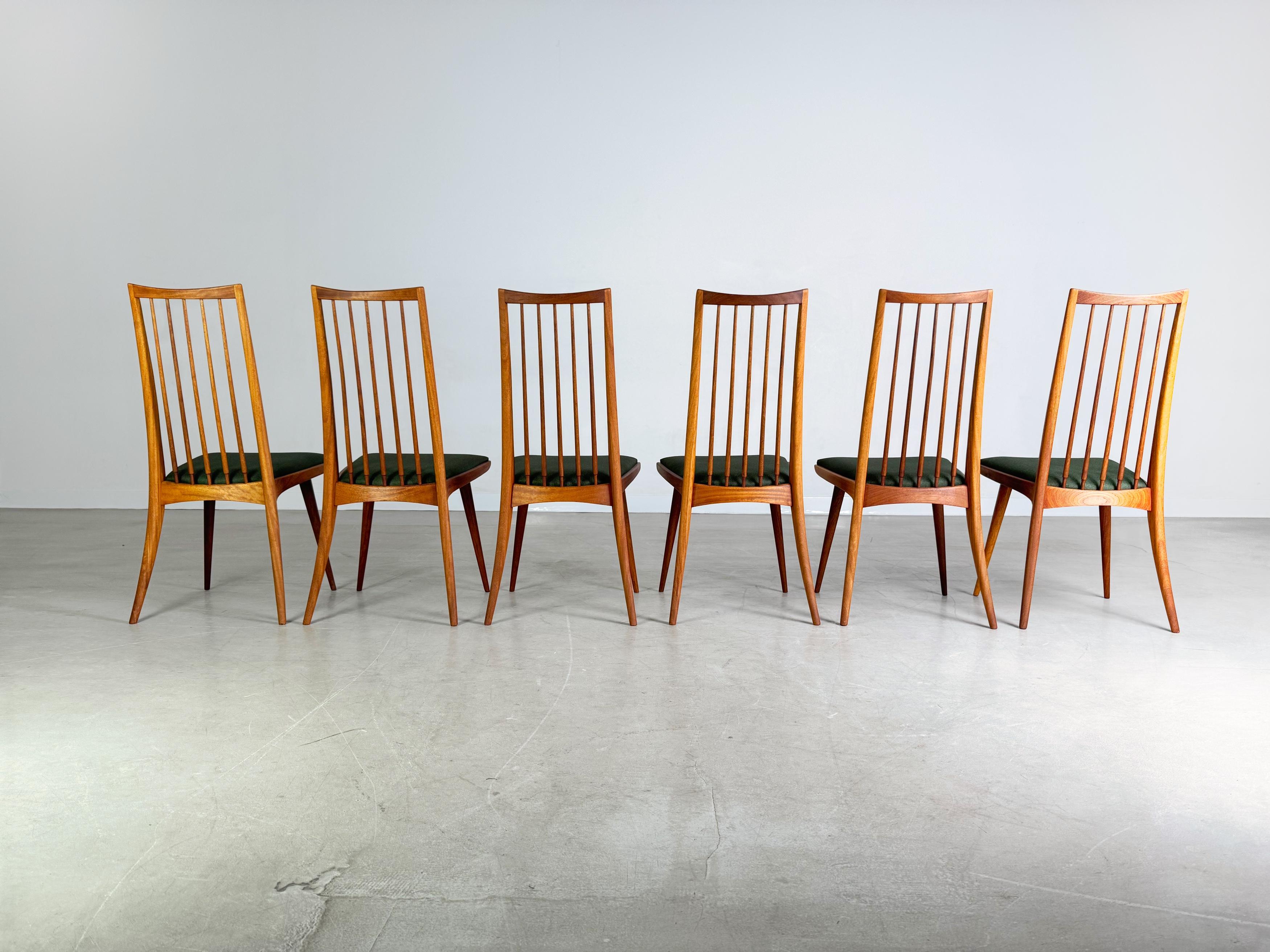 Mid-20th Century Original 6er Set Midcentury Stuhl Lukas Schnaidt Ernst Martin Dettinger Buche