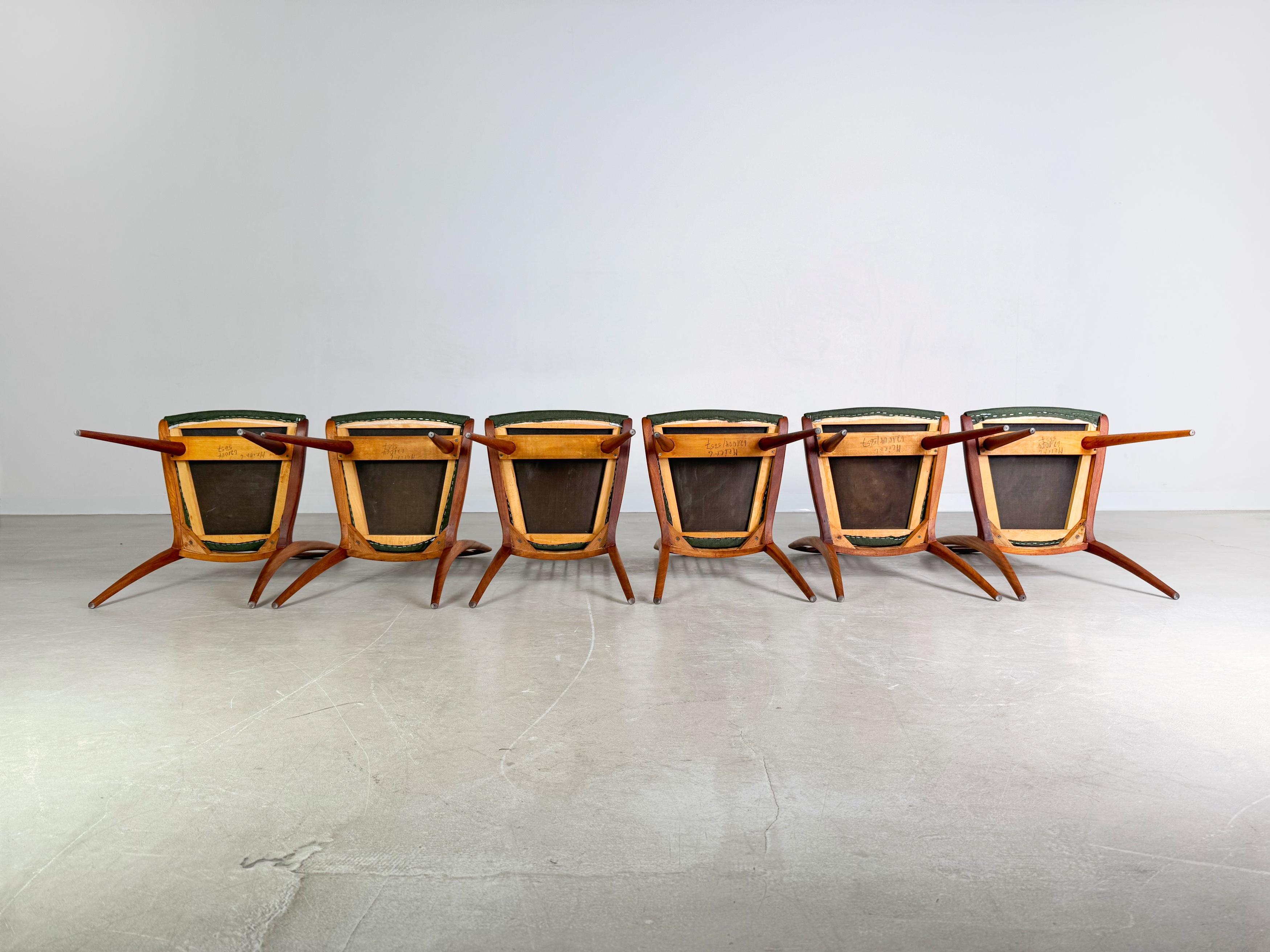 Original 6er Set Midcentury Stuhl Lukas Schnaidt Ernst Martin Dettinger Buche 1