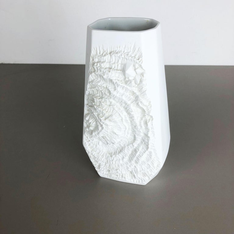 Original 1970s OP Art Biscuit Porcelain German Vase Made by AK Kaiser