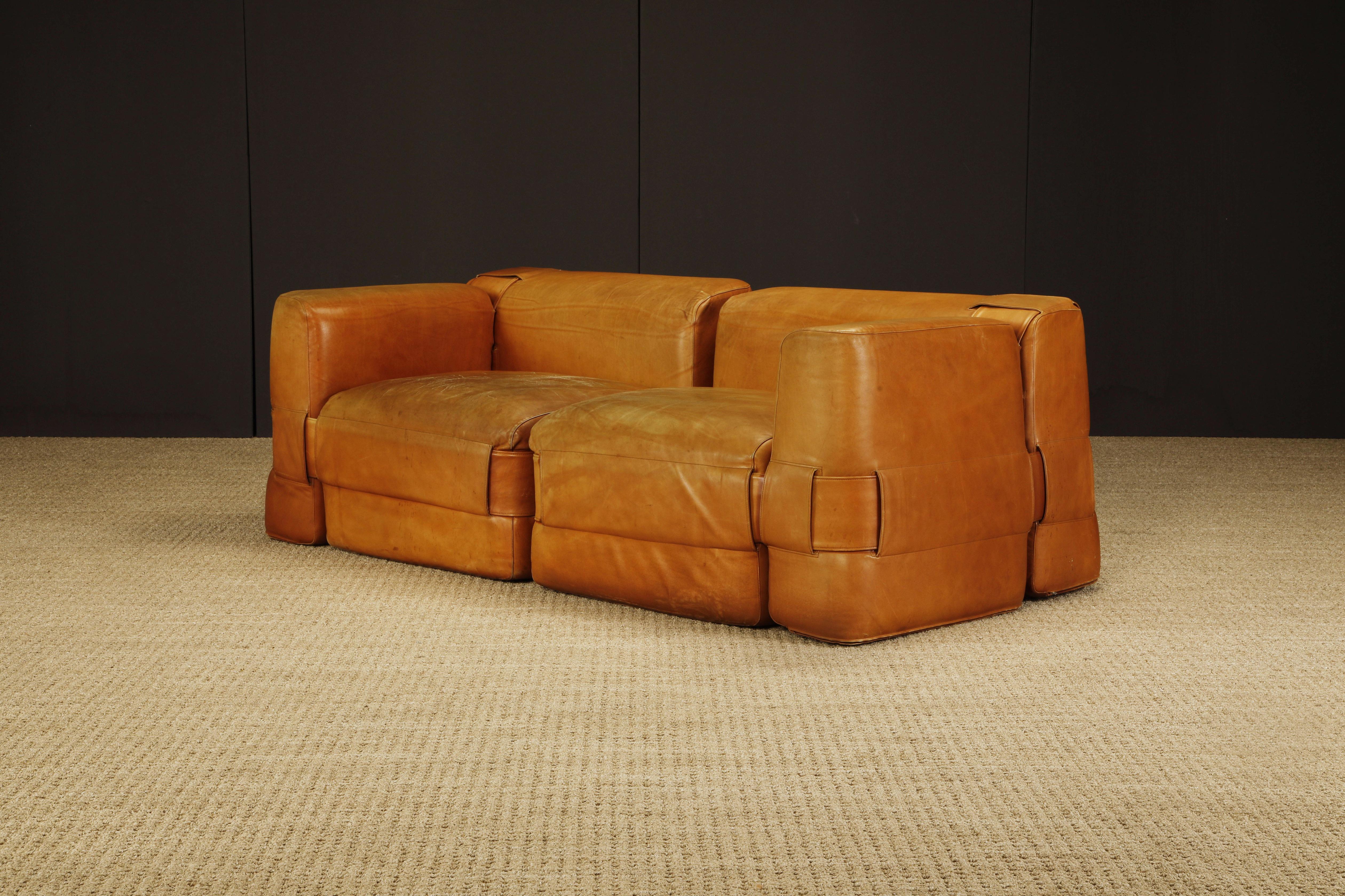 Original 932-Quartet Leather Sectional Sofa by Mario Bellini for Cassina, 1964 For Sale 6