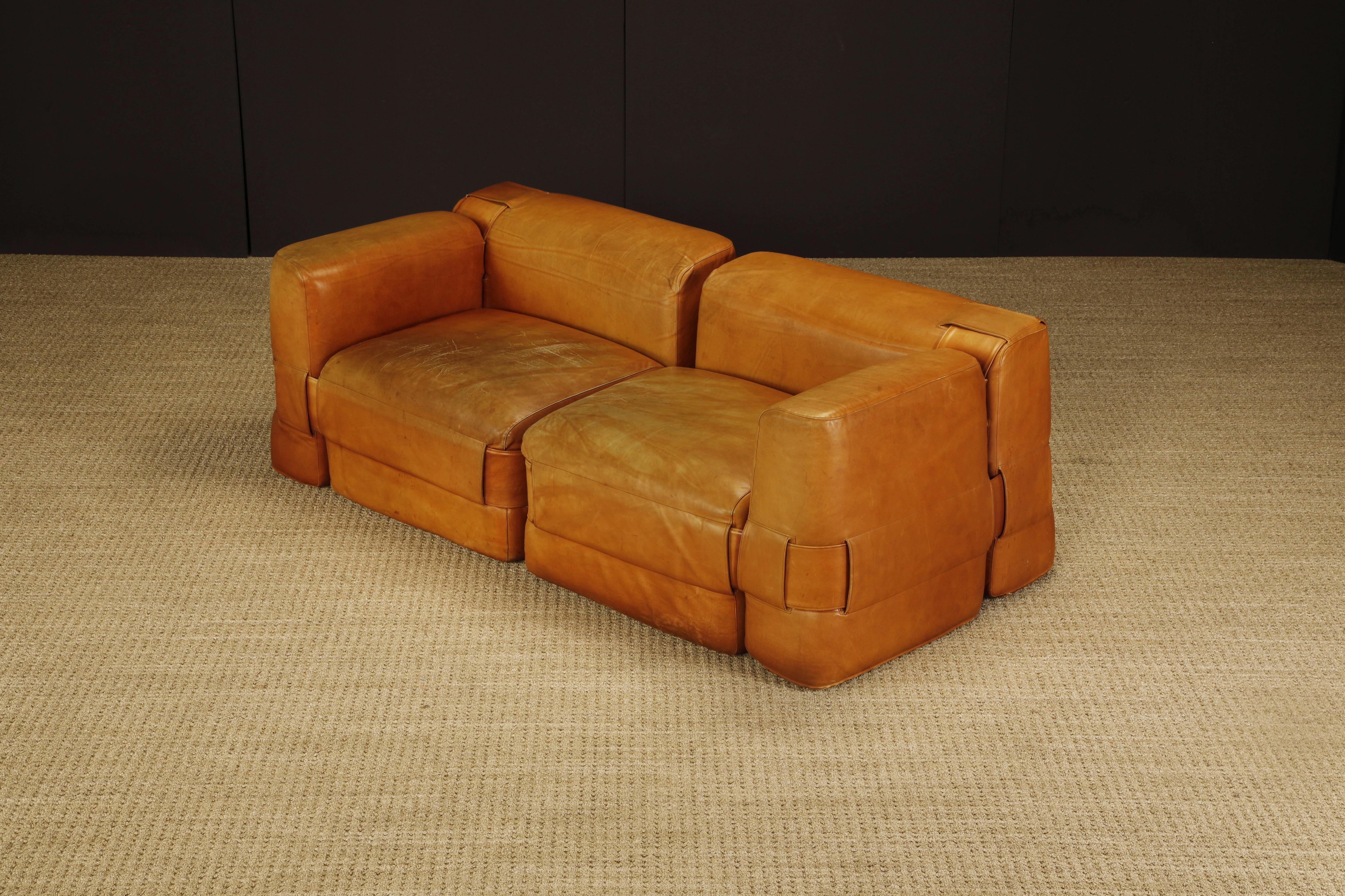 Original 932-Quartet Leather Sectional Sofa by Mario Bellini for Cassina, 1964 For Sale 7