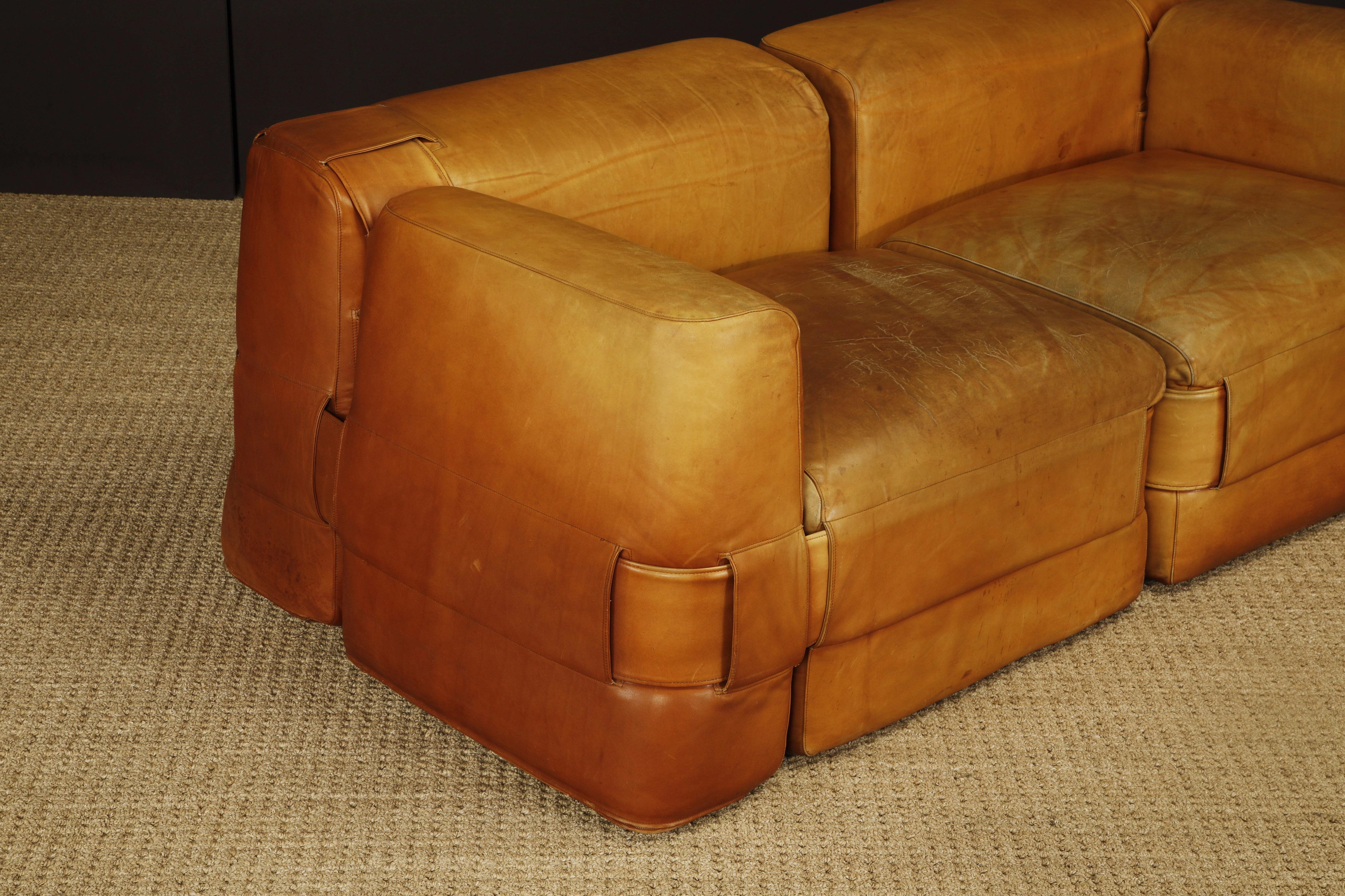 Divano componibile in pelle originale 932-Quartet di Mario Bellini per Cassina, 1964 in vendita 5