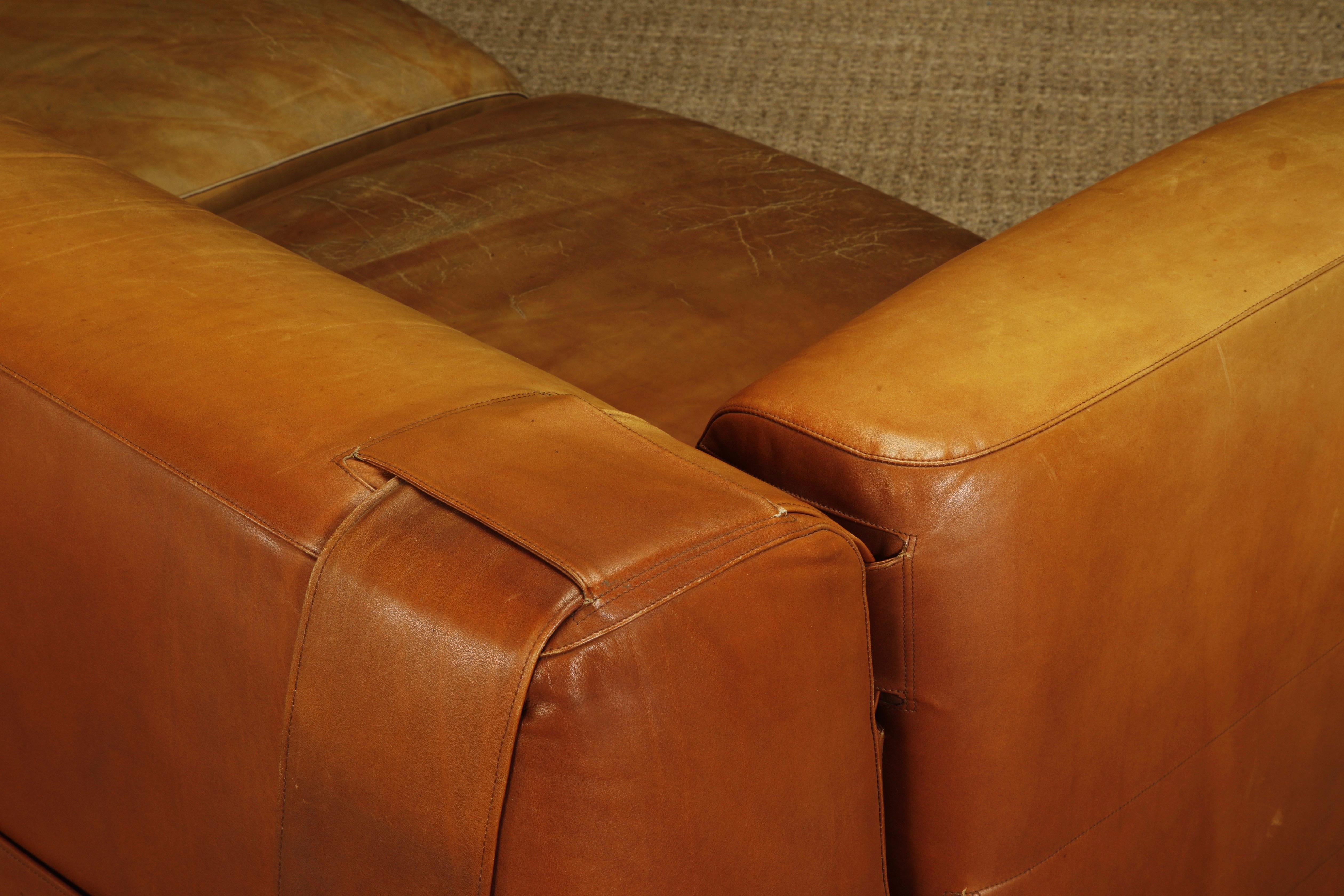 Original 932-Quartet Leather Sectional Sofa by Mario Bellini for Cassina, 1964 For Sale 13